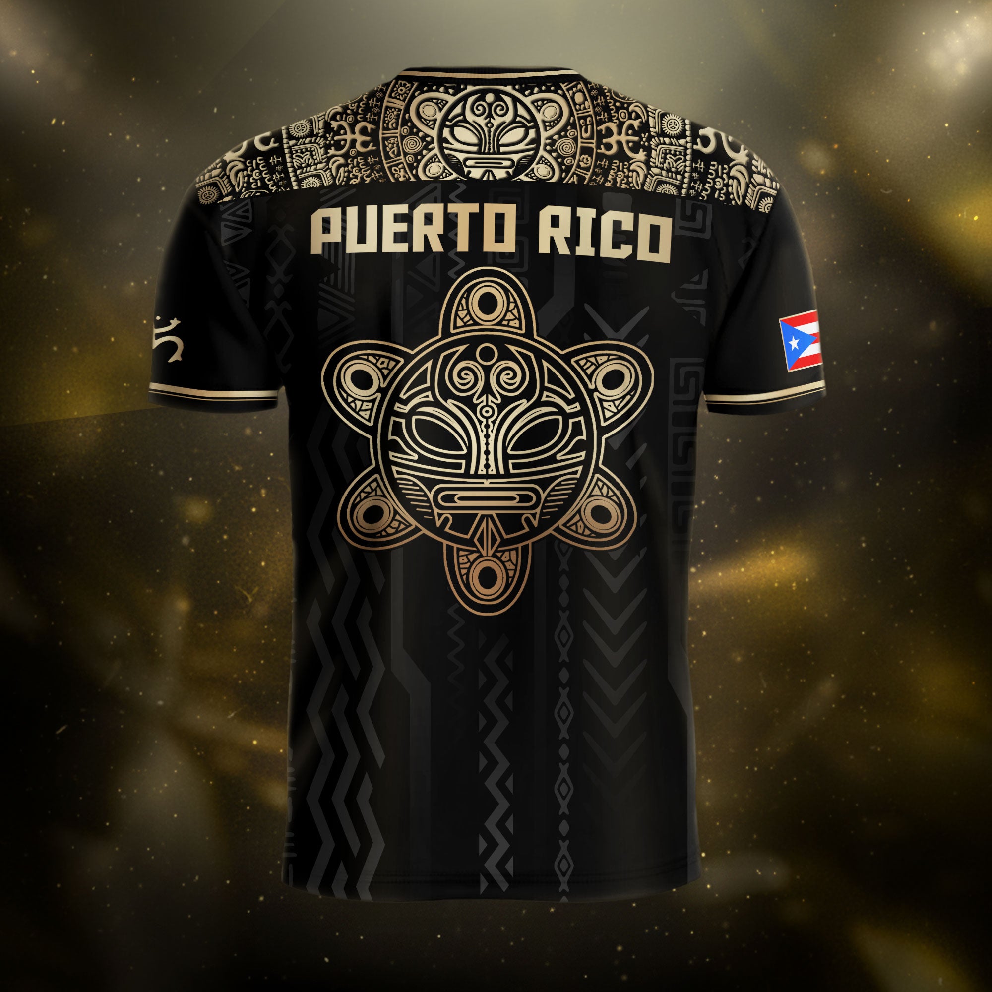 Puerto Rico Oro Negro Boricua Taino Sol Coqui Patriótico Cultural Fútbol Jersey