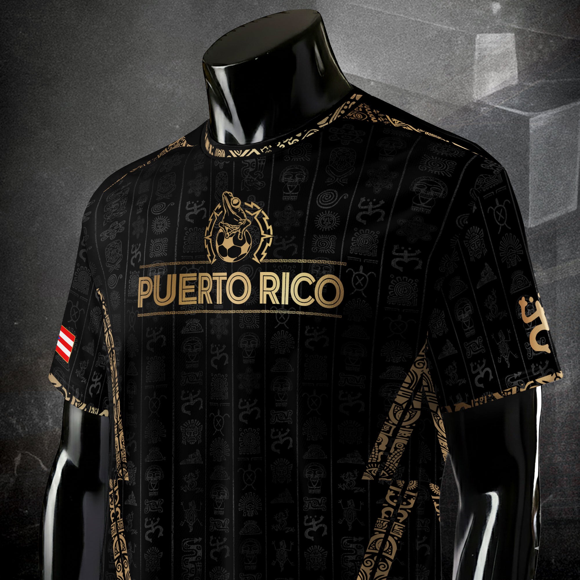Puerto Rico Black Gold Taino Sun National Heritage Boricua Pride Soccer Jersey