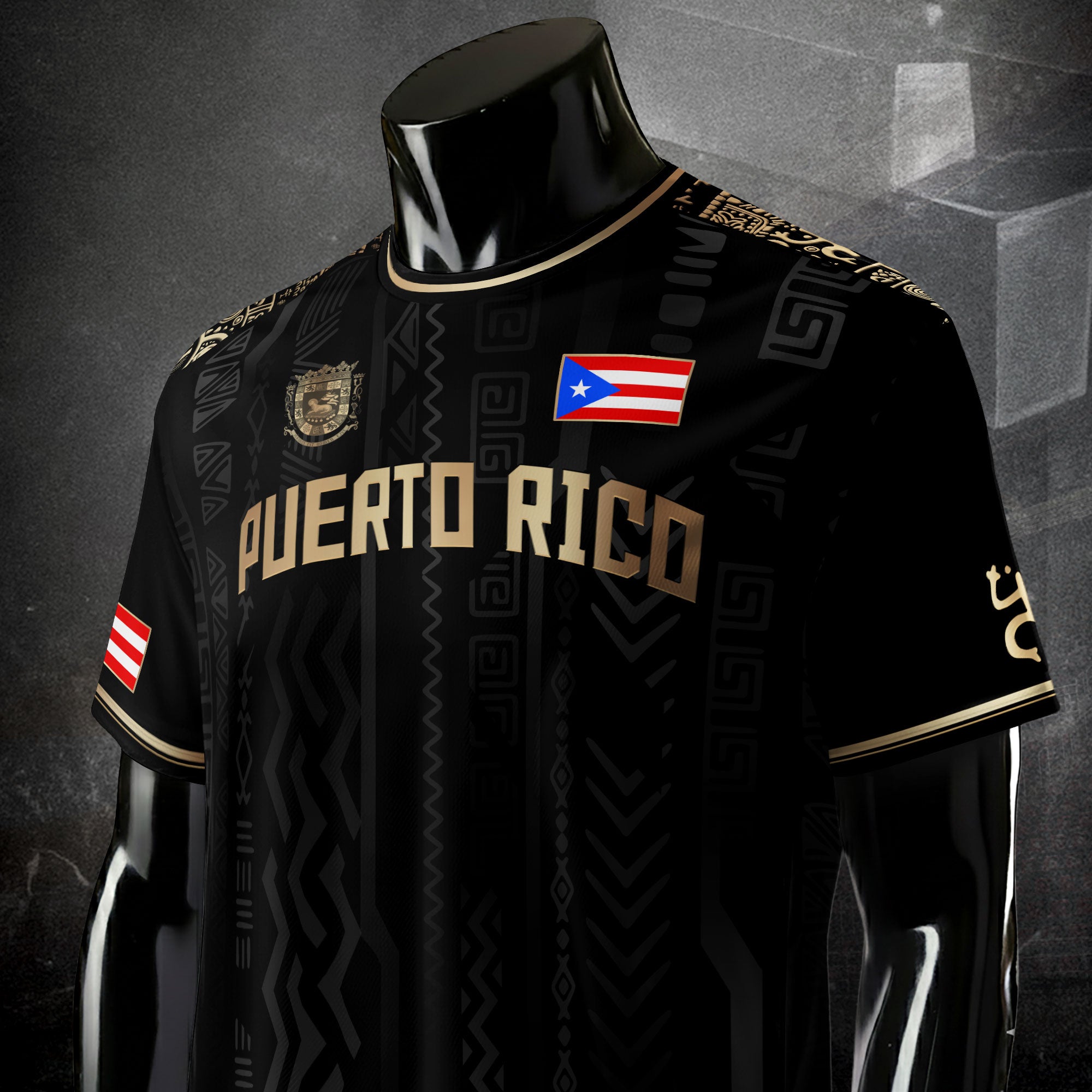 Puerto Rico Oro Negro Boricua Taino Sol Coqui Patriótico Cultural Fútbol Jersey