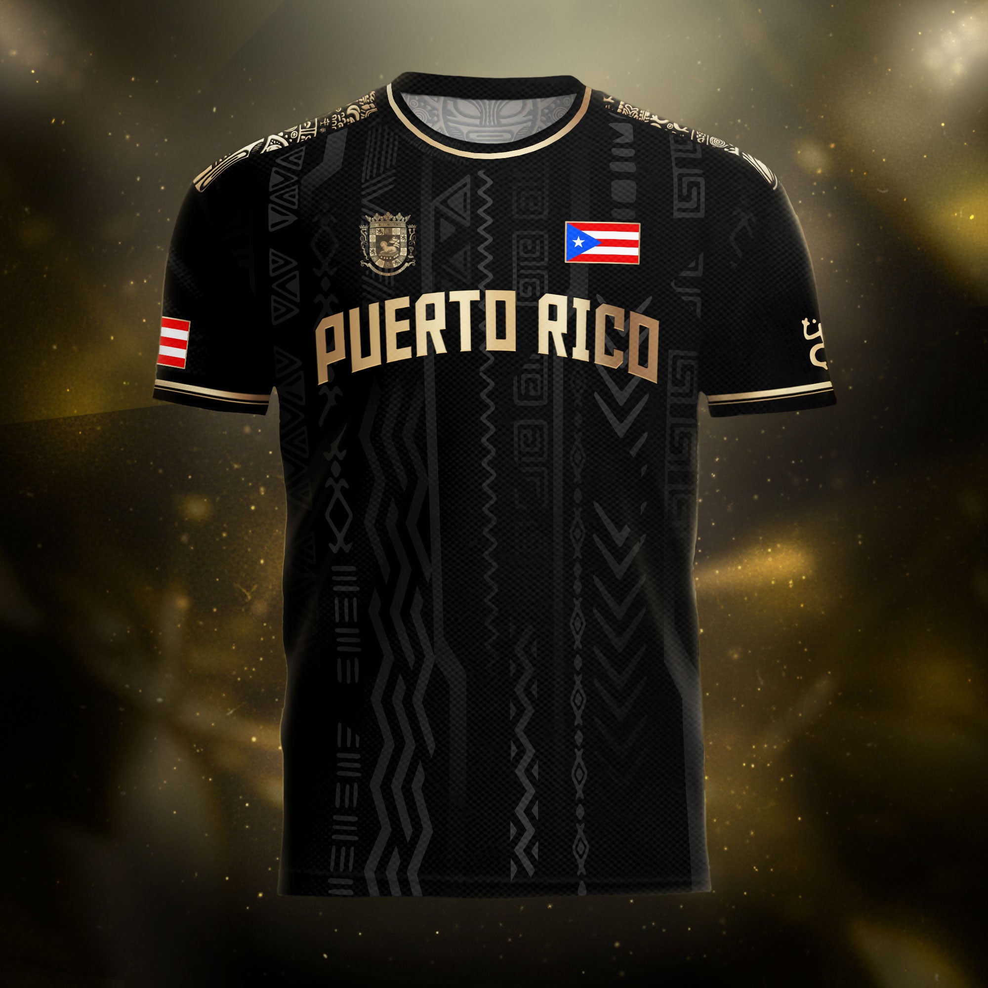 Puerto Rico Oro Negro Boricua Taino Sol Coqui Patriótico Cultural Fútbol Jersey