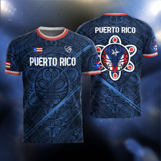 Puerto Rico Soccer Jersey for Men and Women, Navy Blue Boricua Taino Sun Mask Tribal National, Puerto Rico Jersey and Puerto Rico Shirt, Northryn Co.
