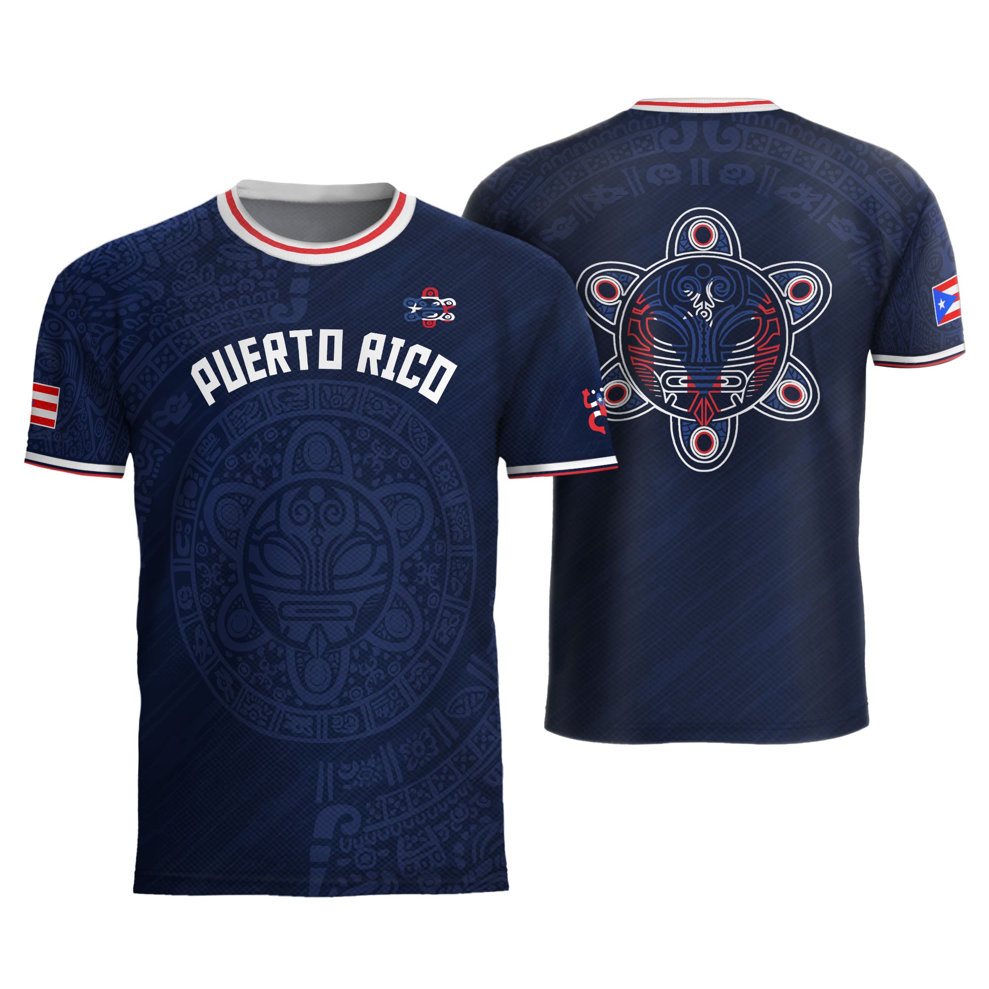 Puerto Rico Navy Blue Taino Symbol Art National Heritage Boricua Pride Soccer Jersey