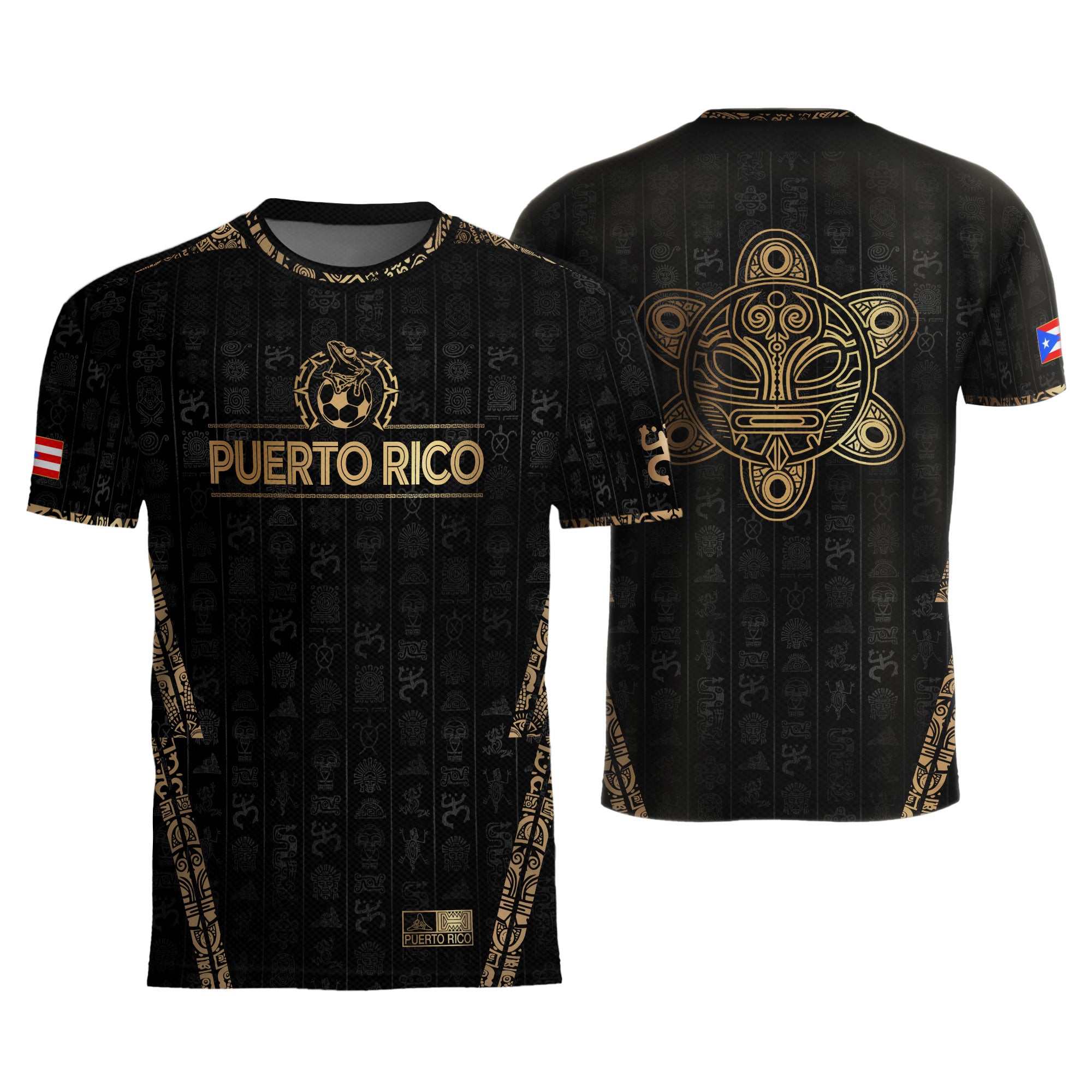 Puerto Rico Black Gold Taino Sun National Heritage Boricua Pride Soccer Jersey