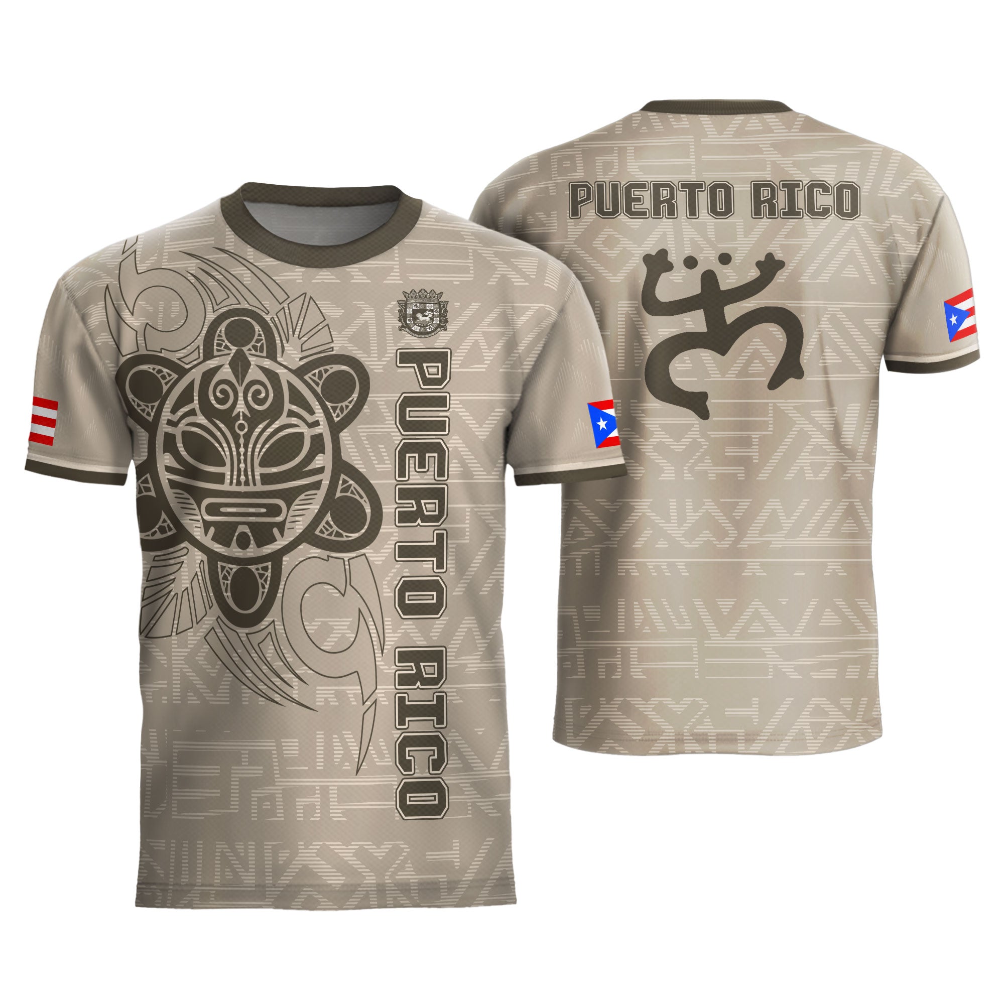 Puerto Rico Beige Gold Taino Sun God Tribal Pattern Symbol National Heritage Boricua Soccer Jersey
