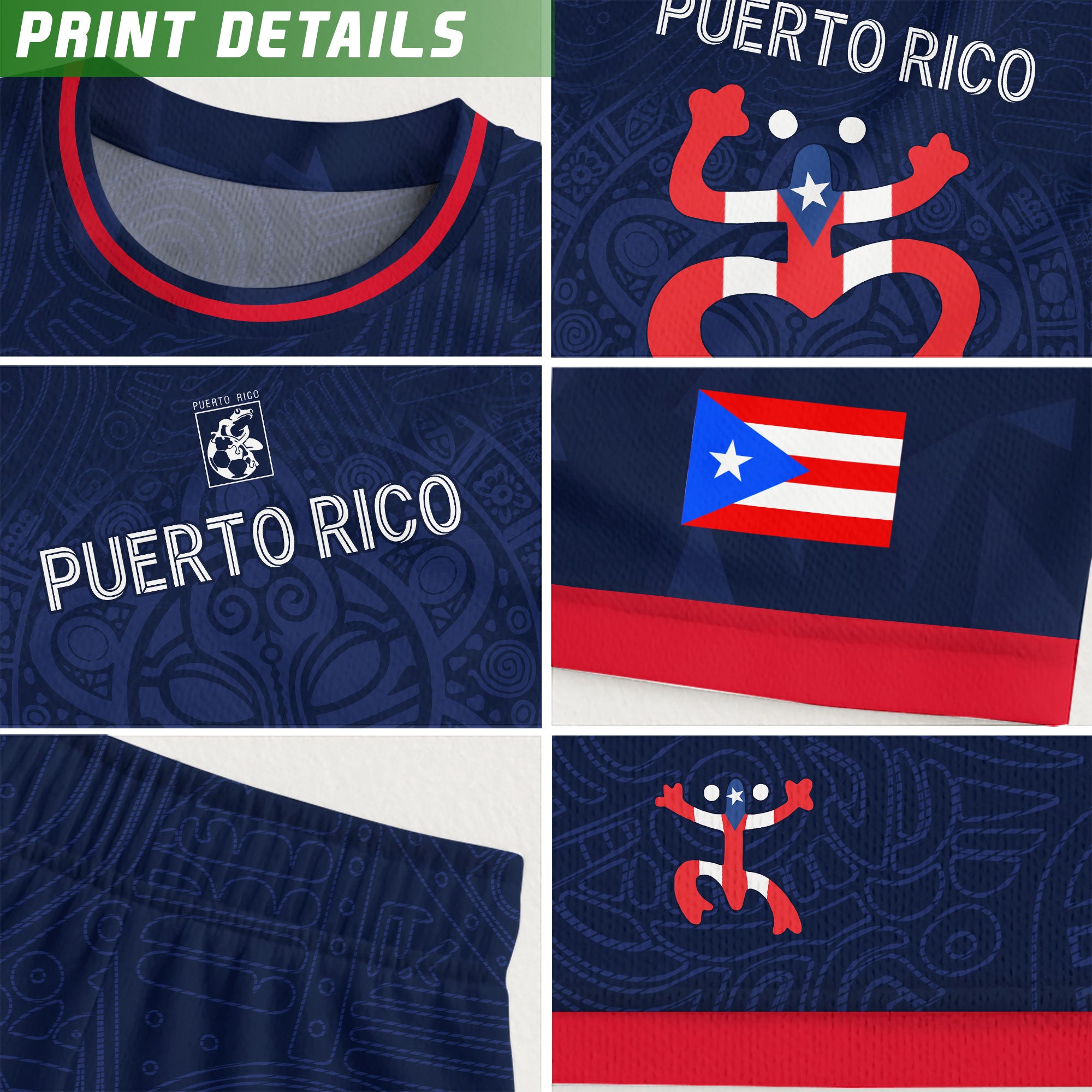 Puerto Rico Navy Red Boricua Taino Mask Coqui Frog Tribal National Heritage Camiseta de fútbol