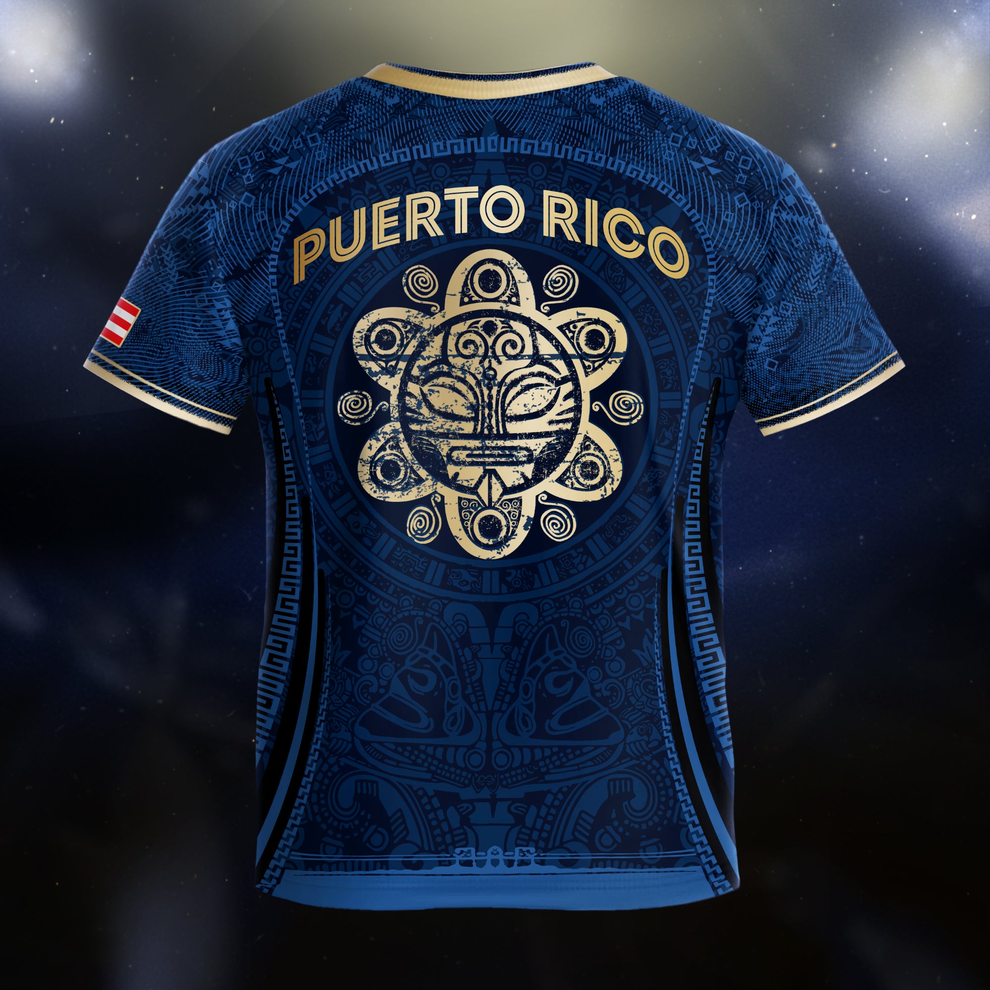Puerto Rico Kids Youth Blue Gold Taino Sun Heritage Boricua Pride National Soccer Jersey