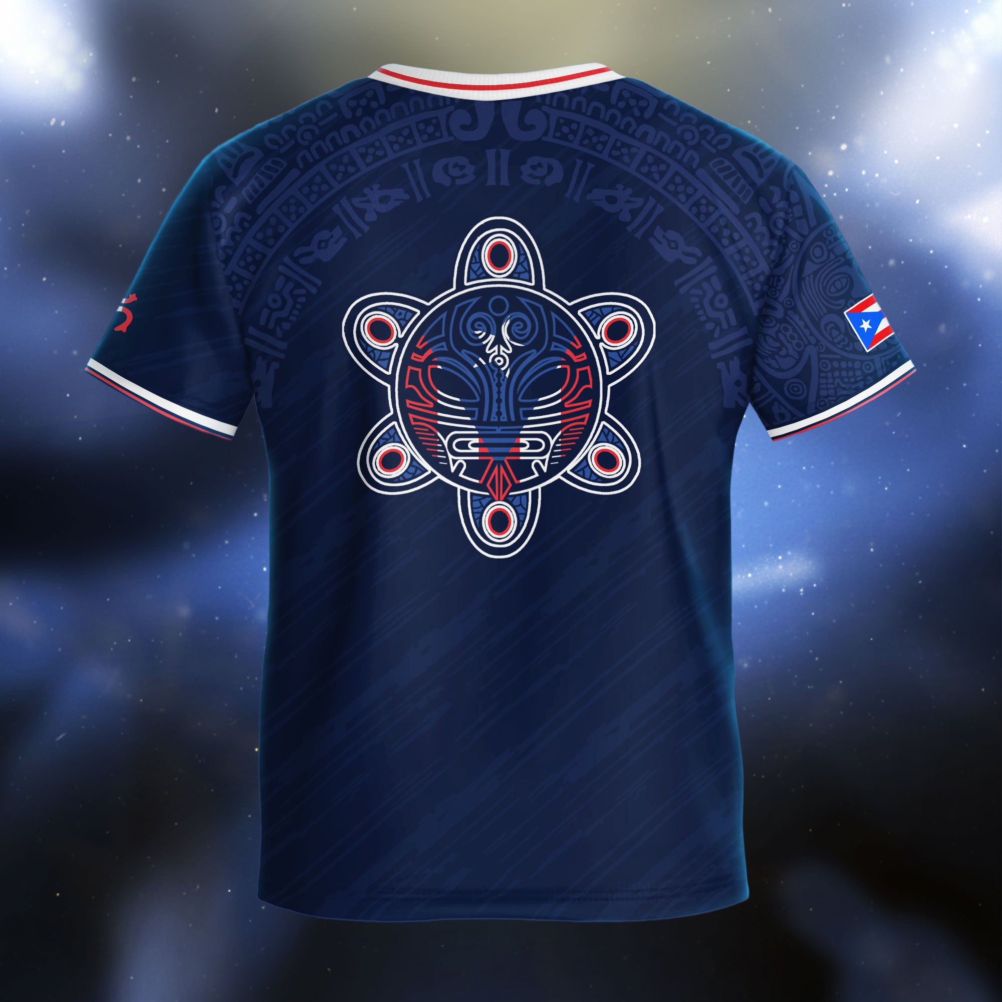 Puerto Rico Kids Youth Navy Red White Taino Sun National Heritage Boricua Soccer Jersey