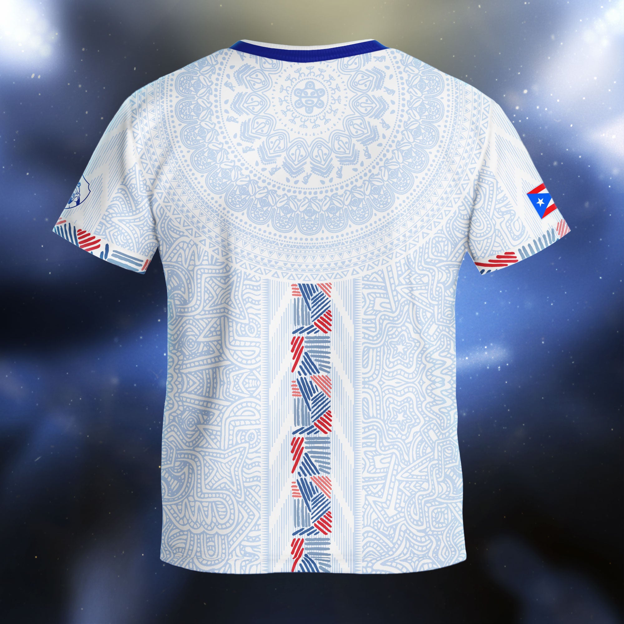 Puerto Rico Kids Youth White Blue Taino Sun National Heritage Boricua Soccer Jersey