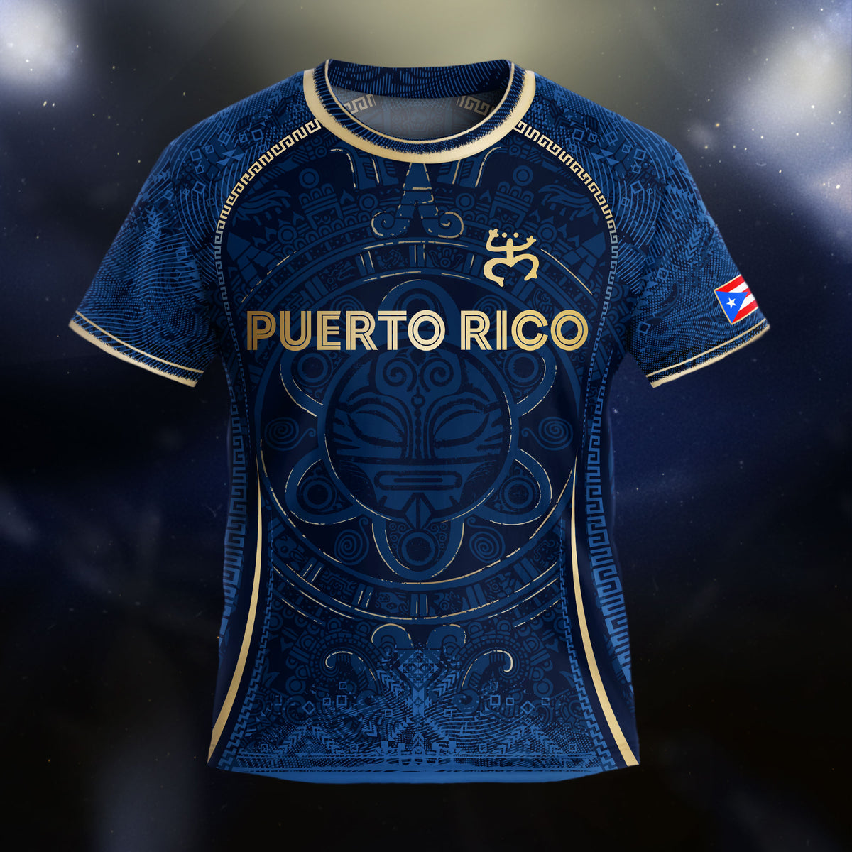 Puerto Rico Kids Youth Blue Gold Taino Sun Heritage Boricua Pride National Soccer Jersey