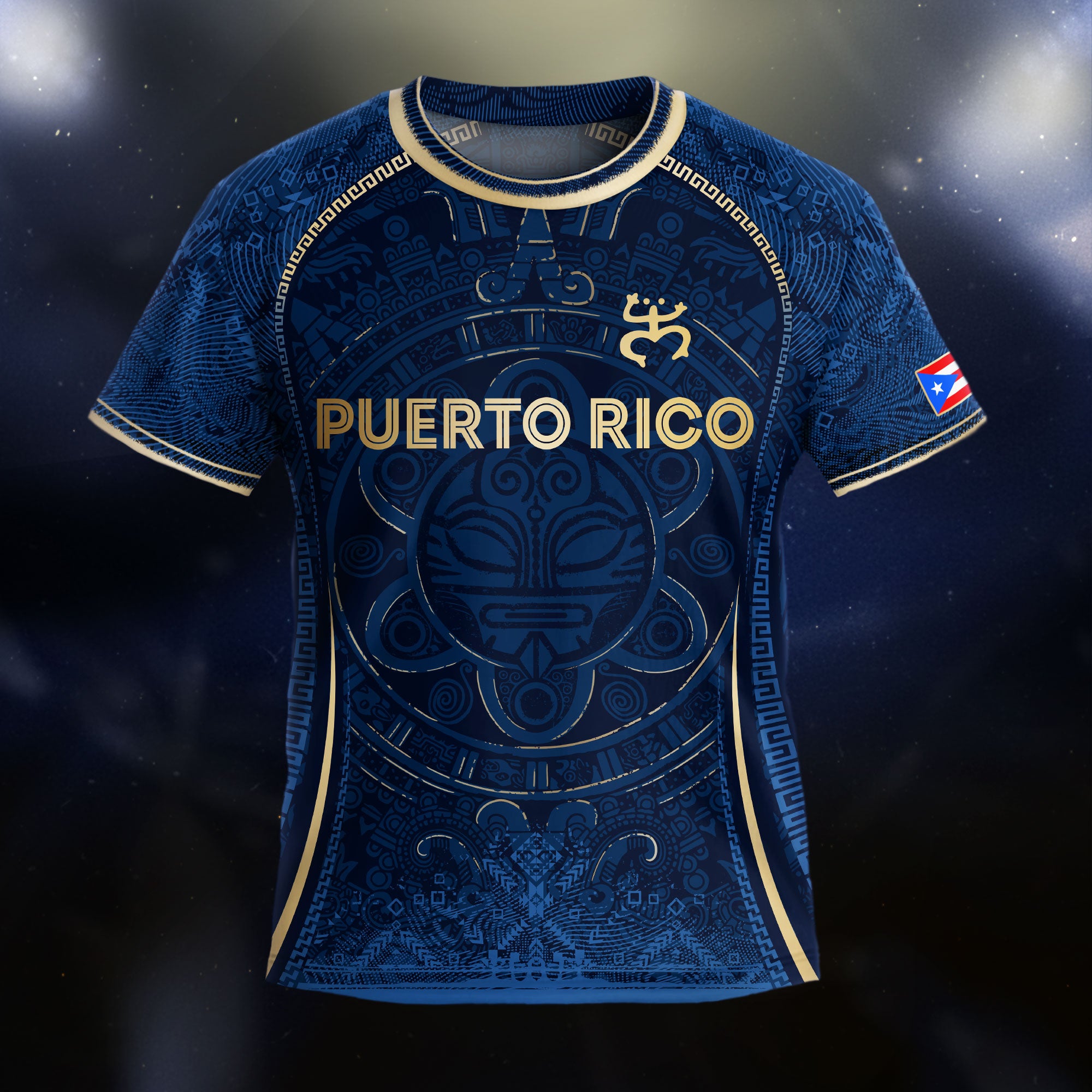 Puerto Rico Kids Youth Blue Gold Taino Sun Heritage Boricua Pride National Soccer Jersey