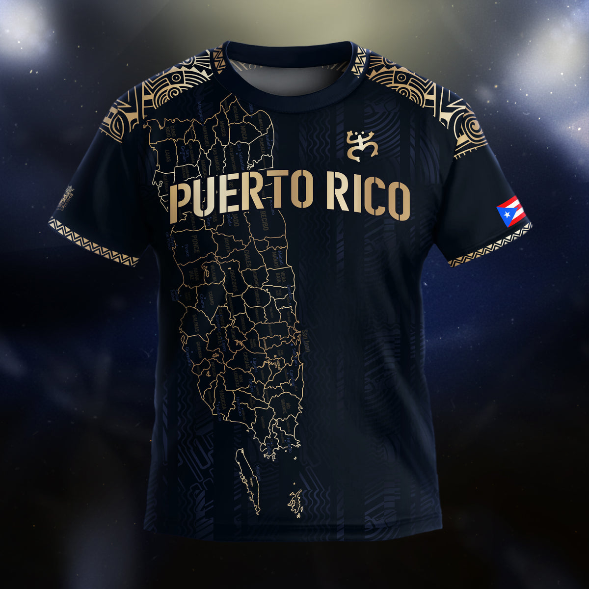 Puerto Rico Kids Youth Navy Gold Taino Sun Garita National Heritage Soccer Jersey