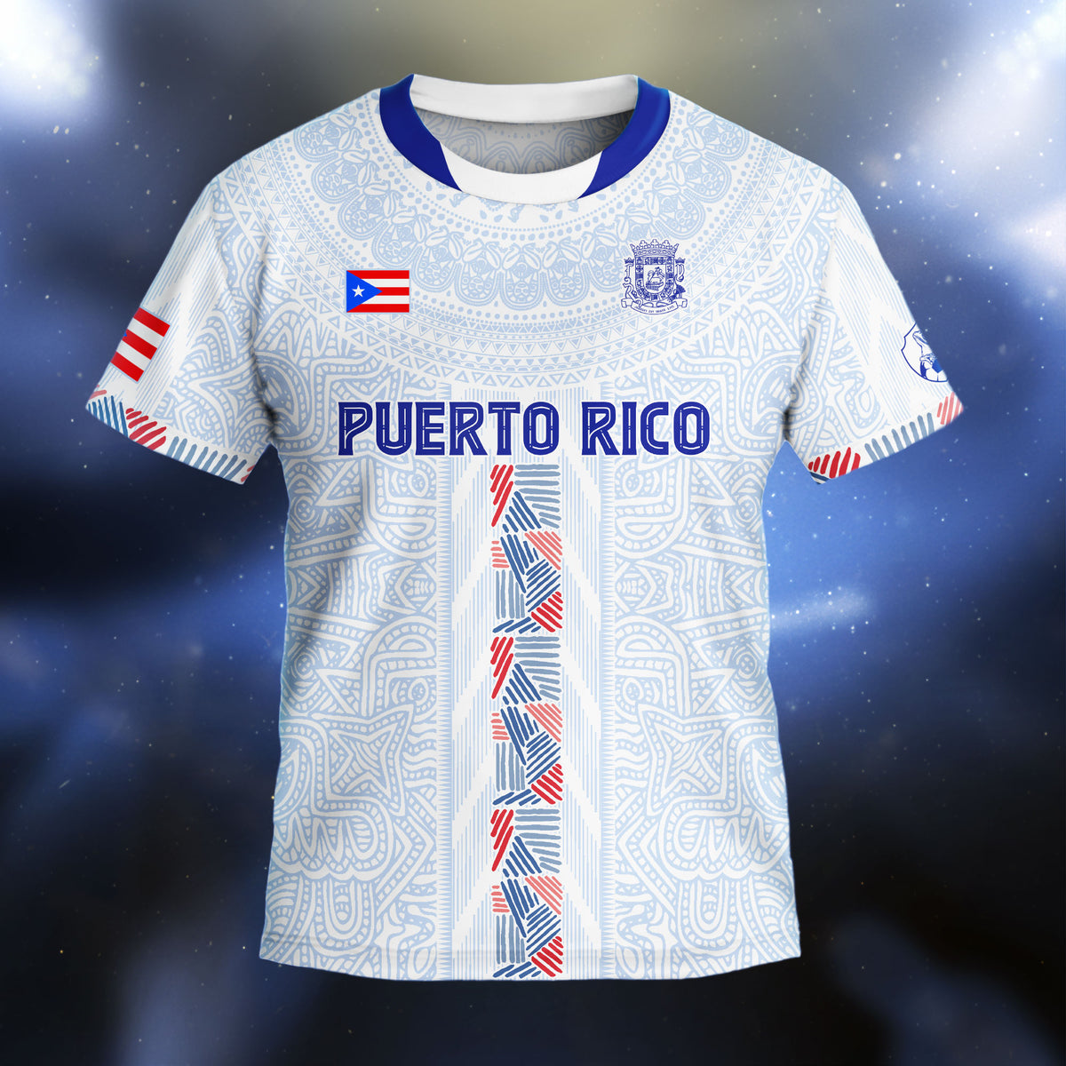 Puerto Rico Kids Youth White Blue Taino Sun National Heritage Boricua Soccer Jersey