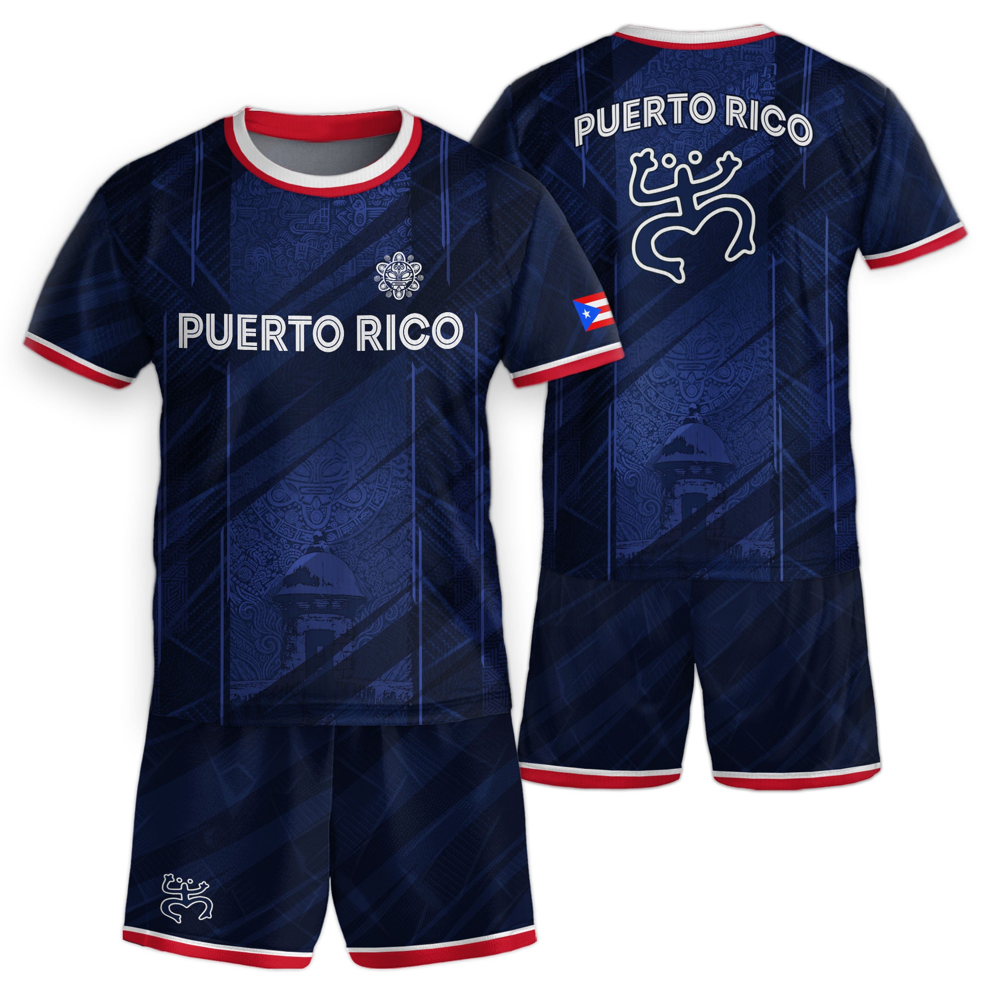 Puerto Rico Kids Youth Navy Coqui Frog Garita Heritage Boricua Soccer Jersey