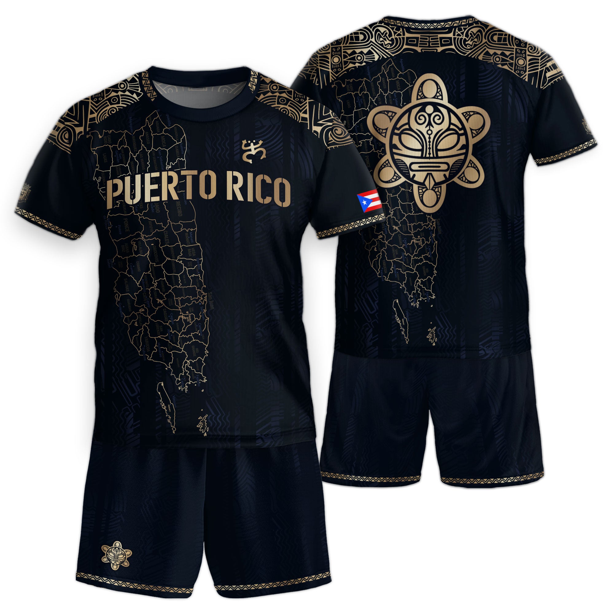 Puerto Rico Kids Youth Navy Gold Taino Sun Garita National Heritage Soccer Jersey