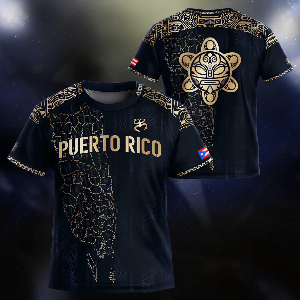 Puerto Rico Kids Youth Navy Gold Taino Sun Garita National Heritage Soccer Jersey