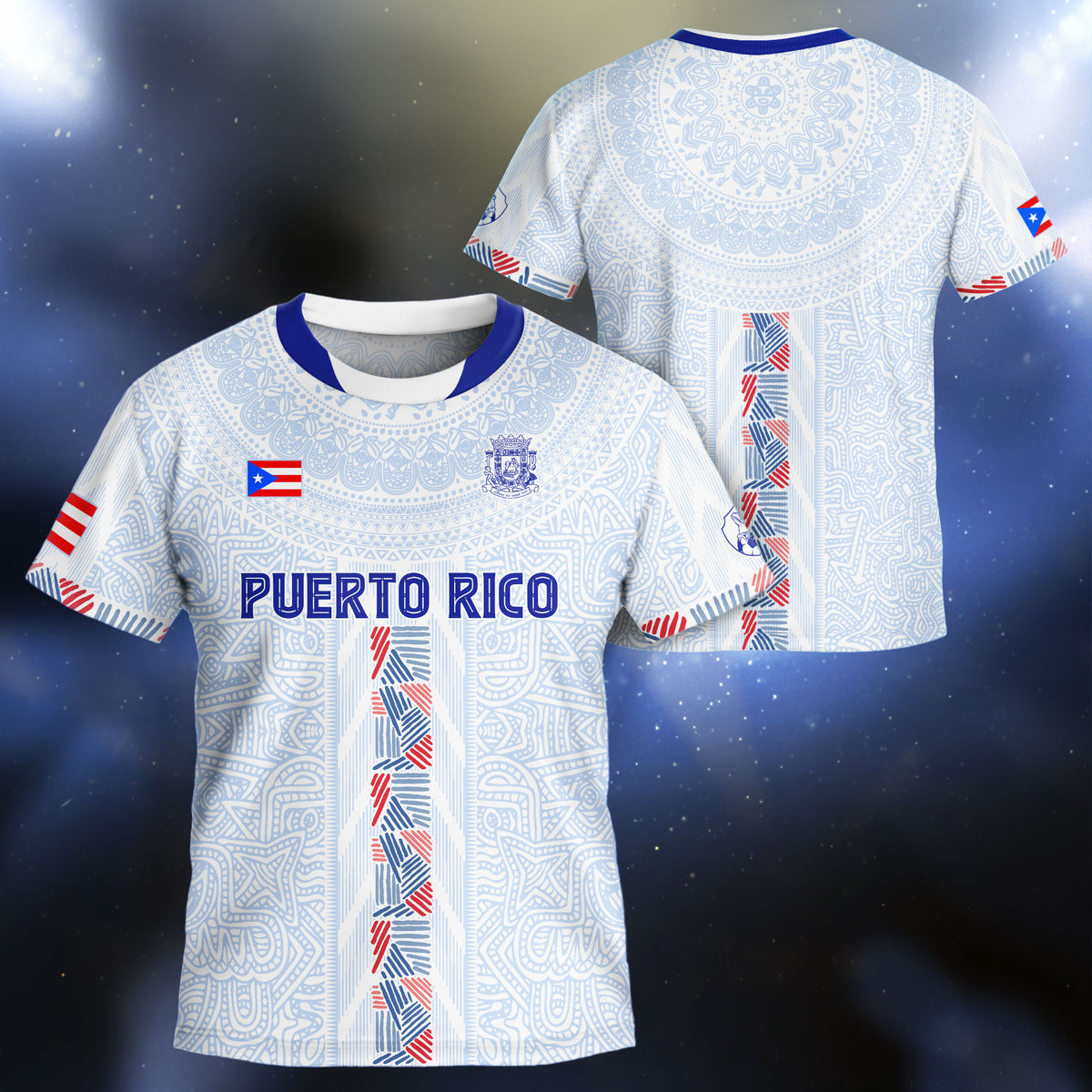 Puerto Rico Kids Youth White Blue Taino Sun National Heritage Boricua Soccer Jersey