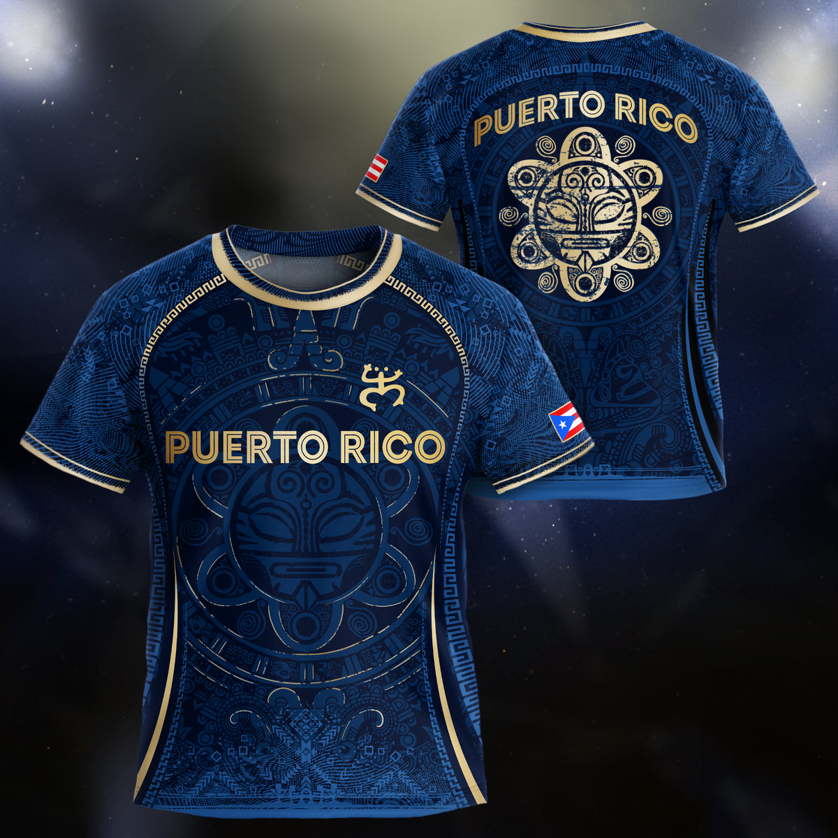 Puerto Rico Kids Youth Blue Gold Taino Sun Heritage Boricua Pride National Soccer Jersey
