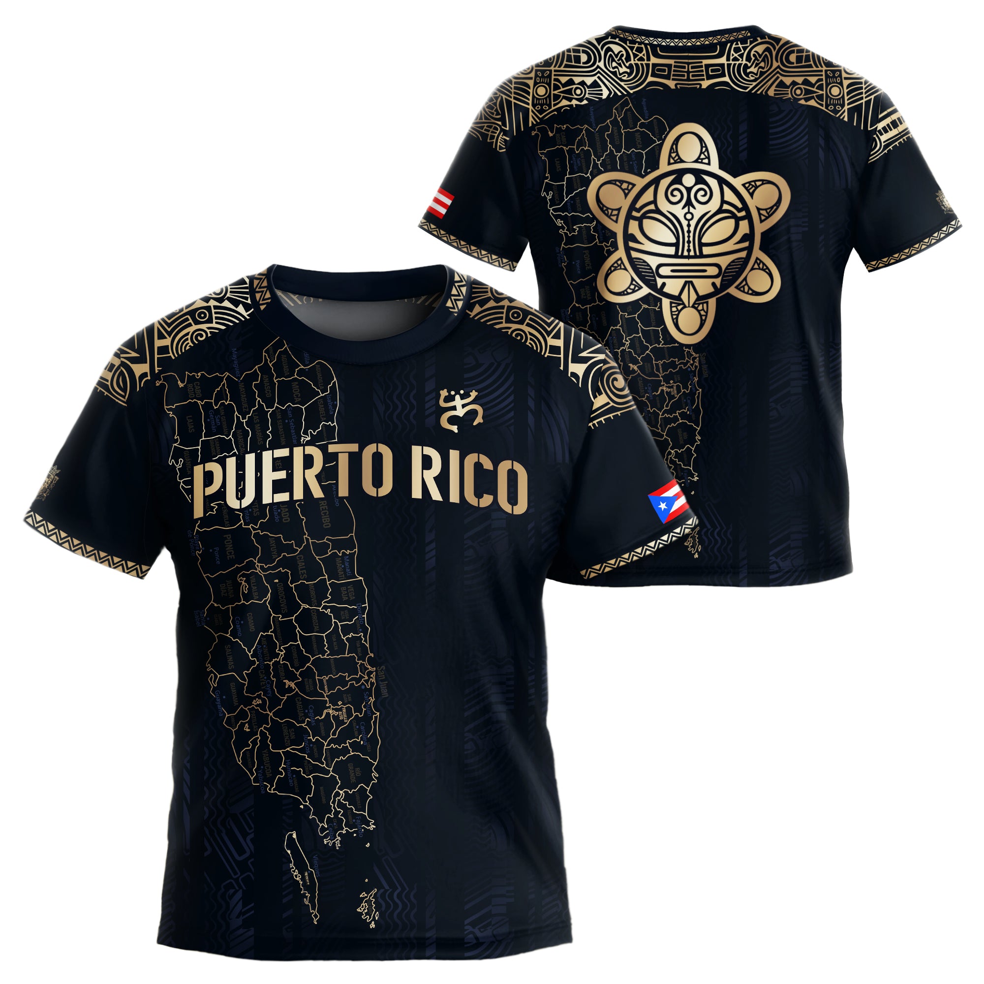 Puerto Rico Kids Youth Navy Gold Taino Sun Garita National Heritage Soccer Jersey