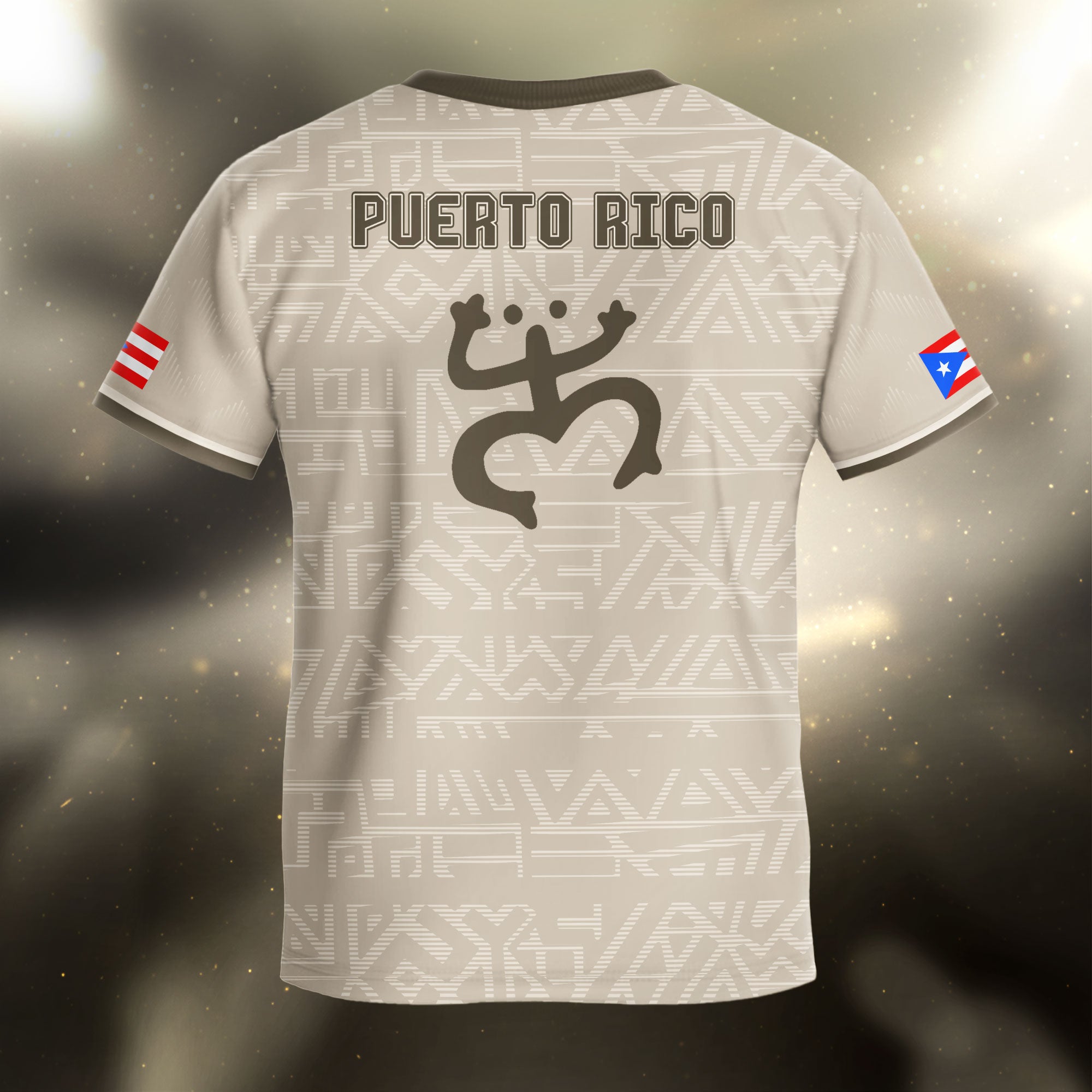 Puerto Rico Kids Youth Beige Gold Taino Sun God Tribal Symbol Boricua Heritage Soccer Jersey