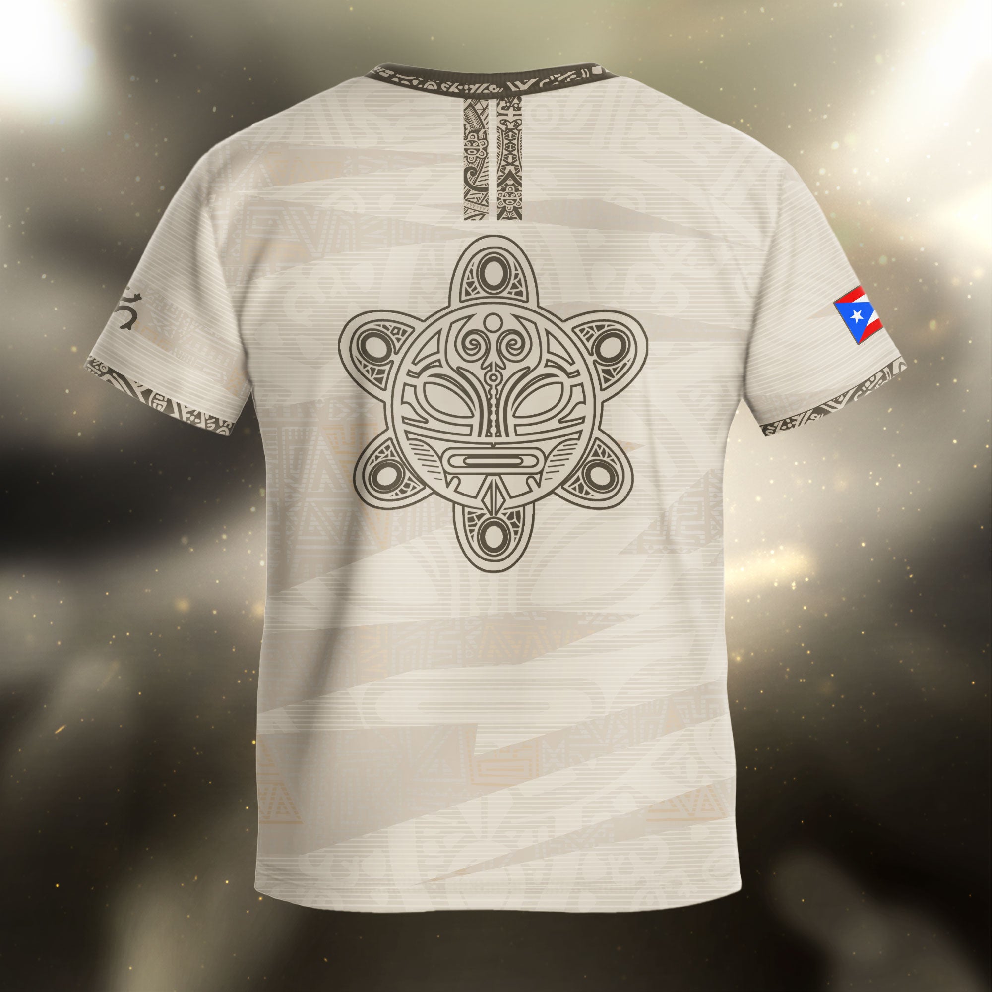 Puerto Rico Kids Youth Beige Gold Taino Tribal Pattern National Heritage Boricua Soccer Jersey