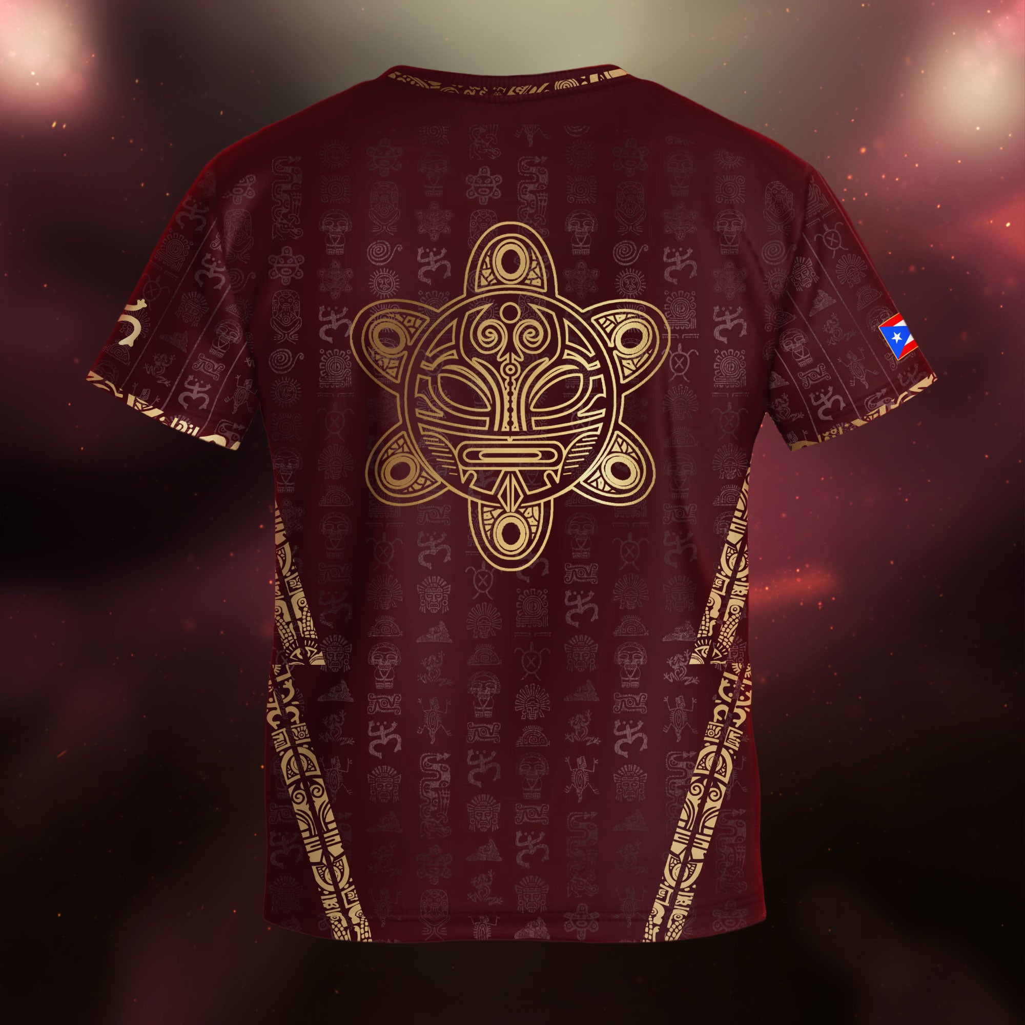 Puerto Rico Kids Youth Maroon Gold Taino Sun National Heritage Boricua Art Soccer Jersey
