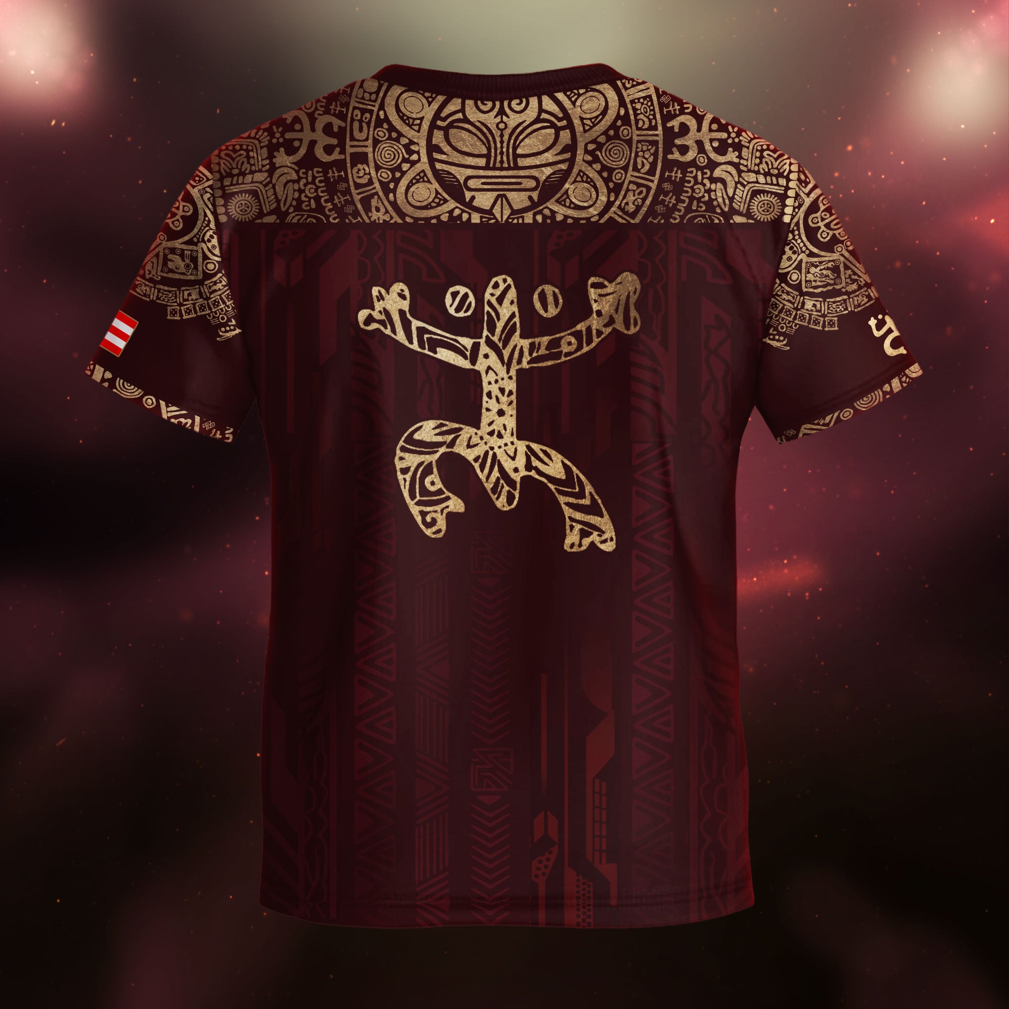 Puerto Rico Kids Youth Maroon Gold Coqui Frog Garita Floral Taino Sun Heritage Soccer Jersey