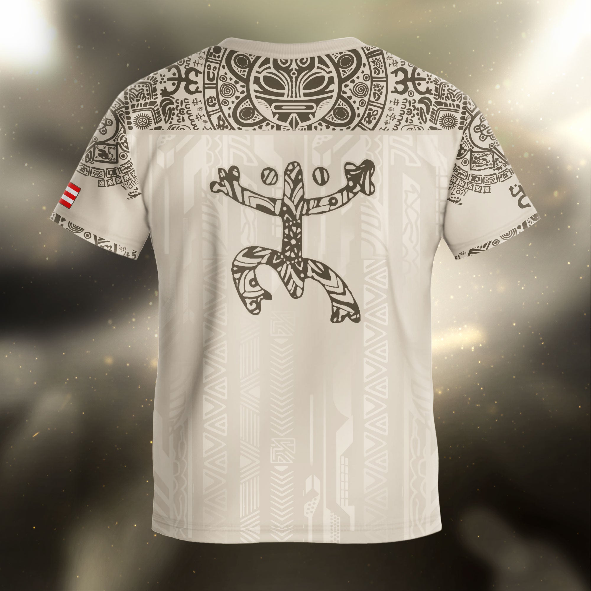 Puerto Rico Kids Youth Beige Gold Coqui Frog Garita Floral Taino Sun Heritage Soccer Jersey