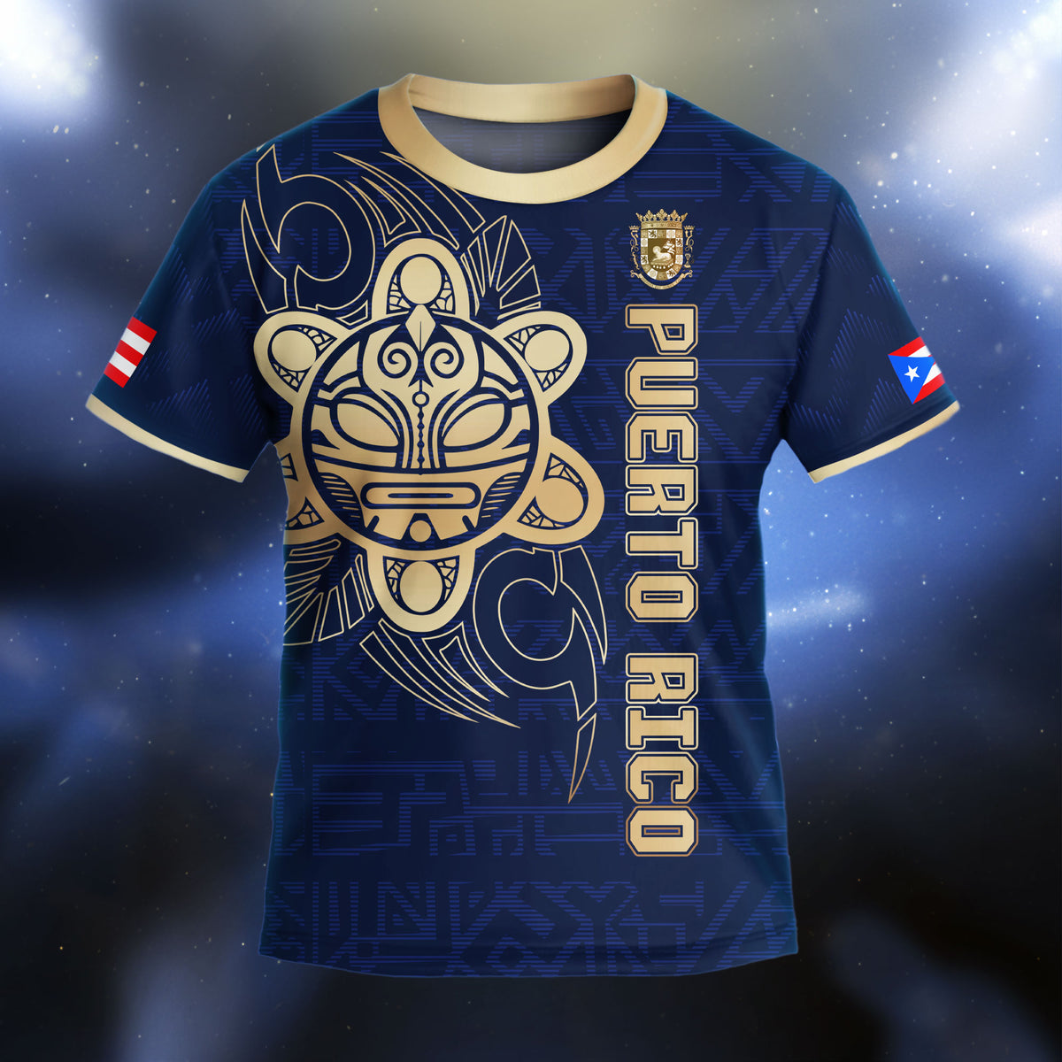 Puerto Rico Kids Youth Navy Gold Taino Sun God Ancient Boricua National Heritage Soccer Jersey