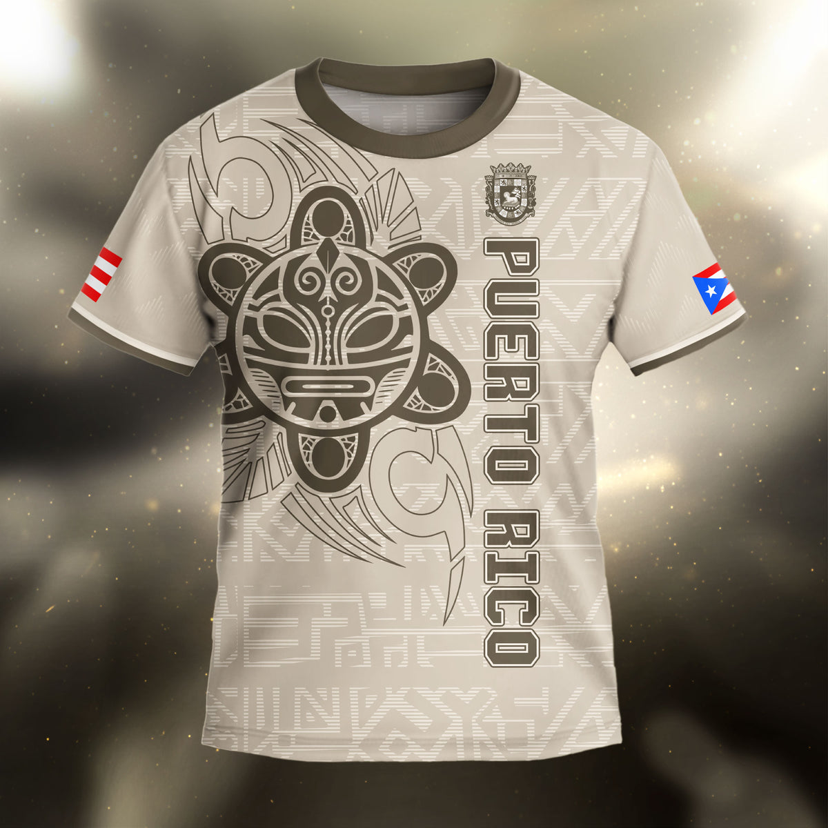 Puerto Rico Kids Youth Beige Gold Taino Sun God Tribal Symbol Boricua Heritage Soccer Jersey