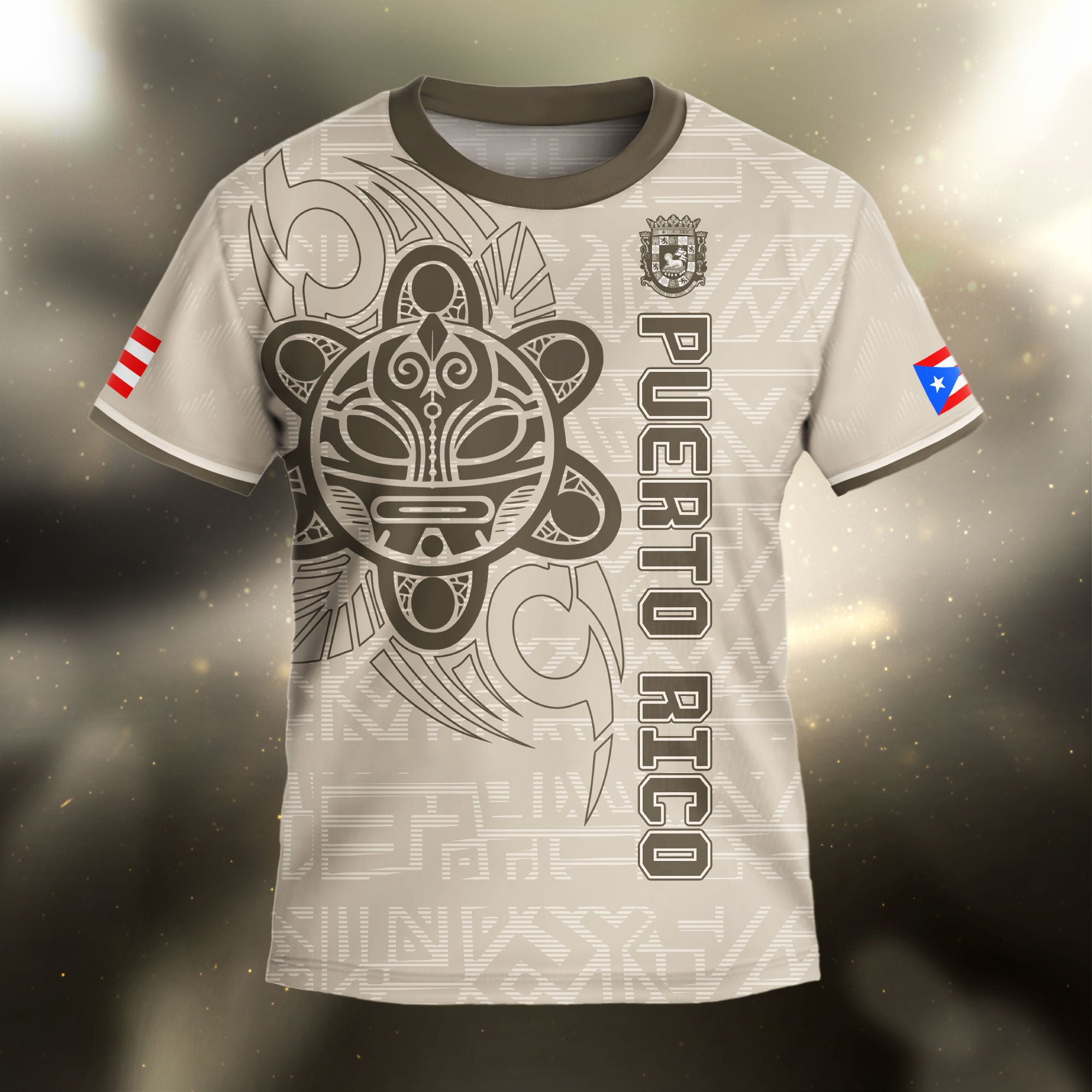 Puerto Rico Kids Youth Beige Gold Taino Sun God Tribal Symbol Boricua Heritage Soccer Jersey
