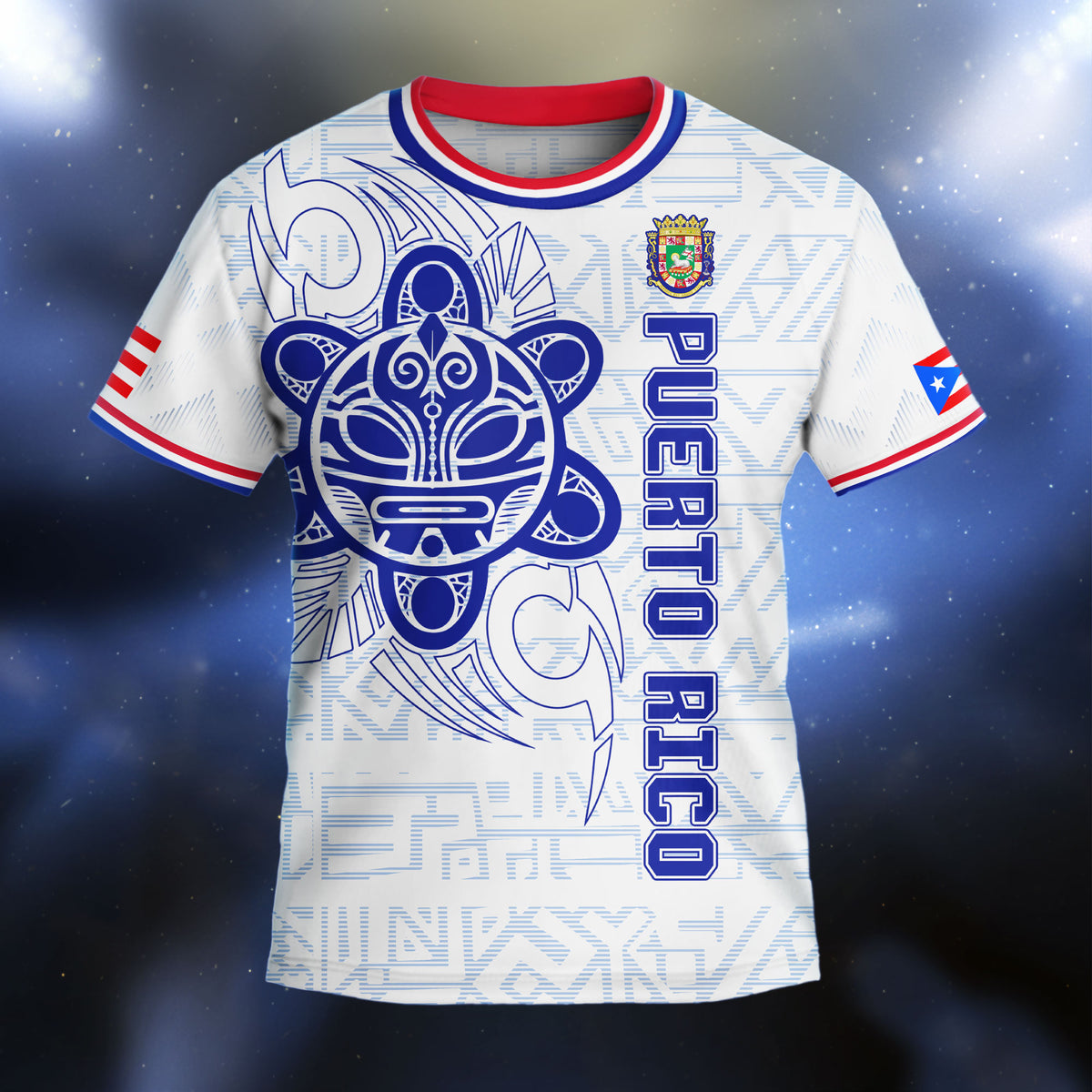 Puerto Rico Kids Youth White Blue Taino Sun Coqui Boricua Tribal Heritage Soccer Jersey