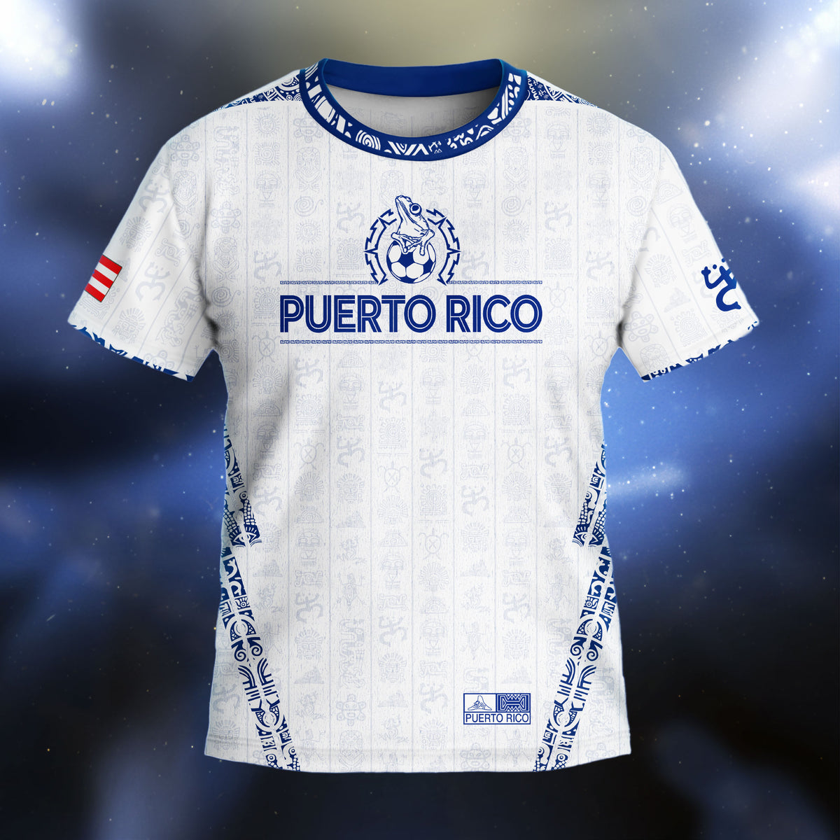 Puerto Rico Kids Youth White Blue Taino Sun National Heritage Boricua Art Soccer Jersey