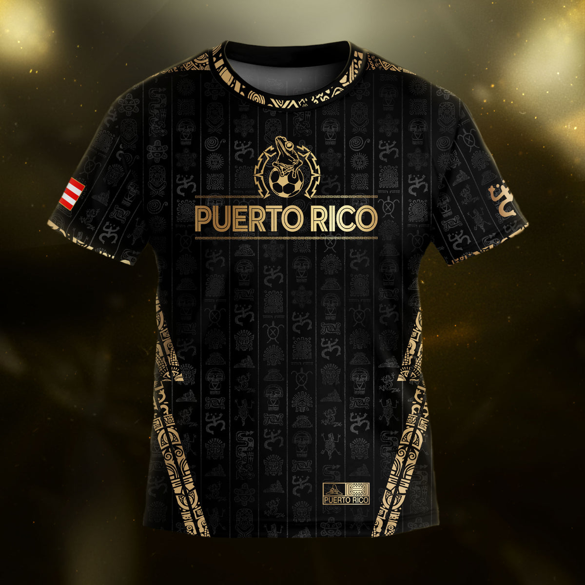 Puerto Rico Kids Youth Black Gold Taino Sun National Heritage Boricua Pride Soccer Jersey