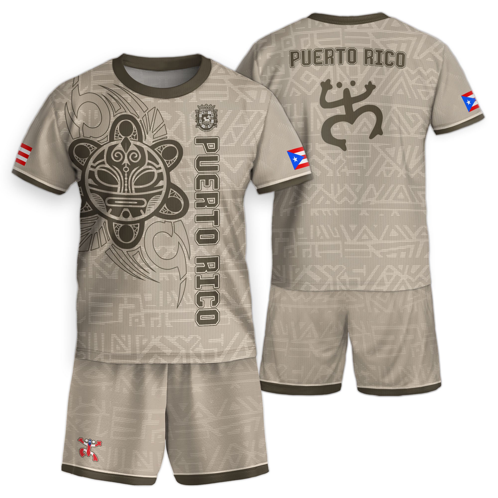 Puerto Rico Kids Youth Beige Gold Taino Sun God Tribal Symbol Boricua Heritage Soccer Jersey