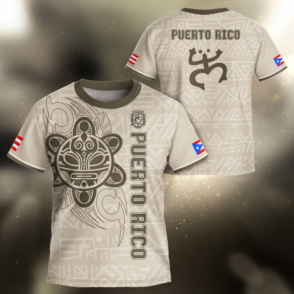 Puerto Rico Kids Youth Beige Gold Taino Sun God Tribal Symbol Boricua Heritage Soccer Jersey