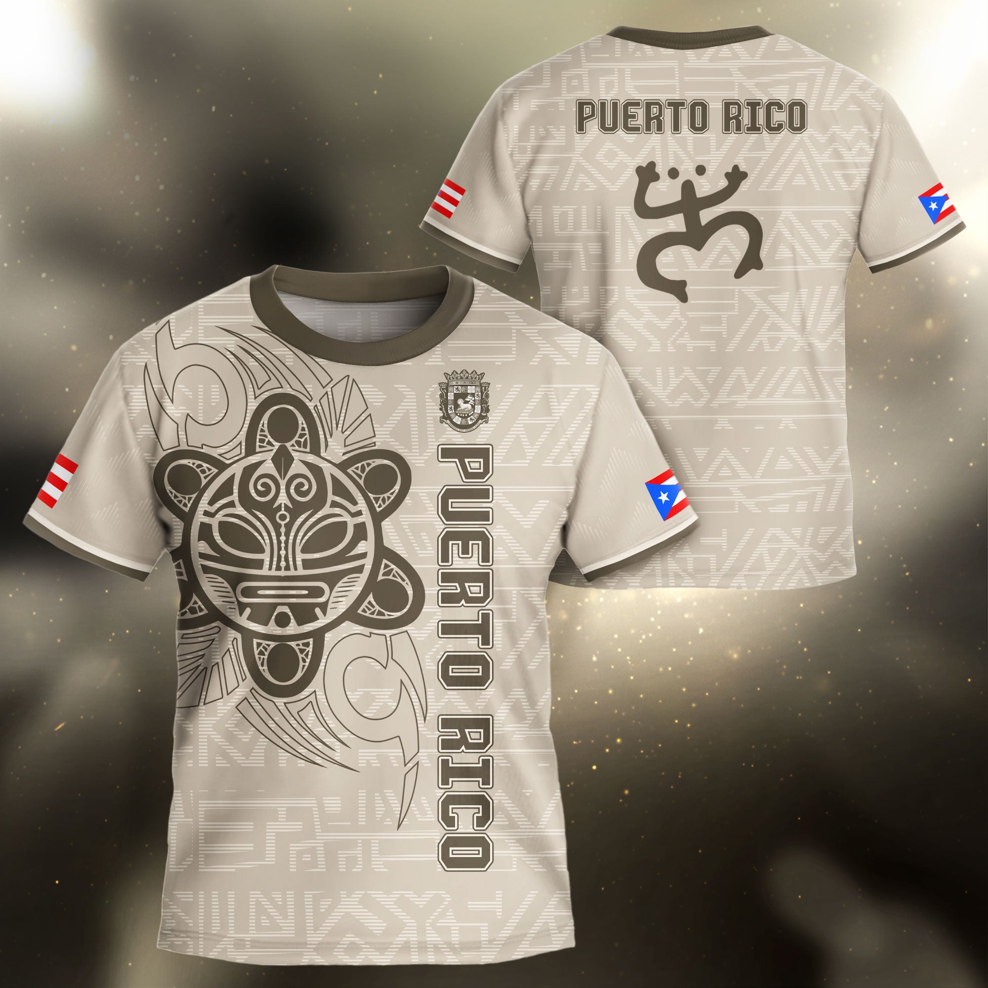 Puerto Rico Kids Youth Beige Gold Taino Sun God Tribal Symbol Boricua Heritage Soccer Jersey