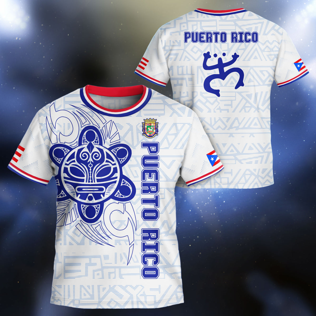 Puerto Rico Kids Youth White Blue Taino Sun Coqui Boricua Tribal Heritage Soccer Jersey