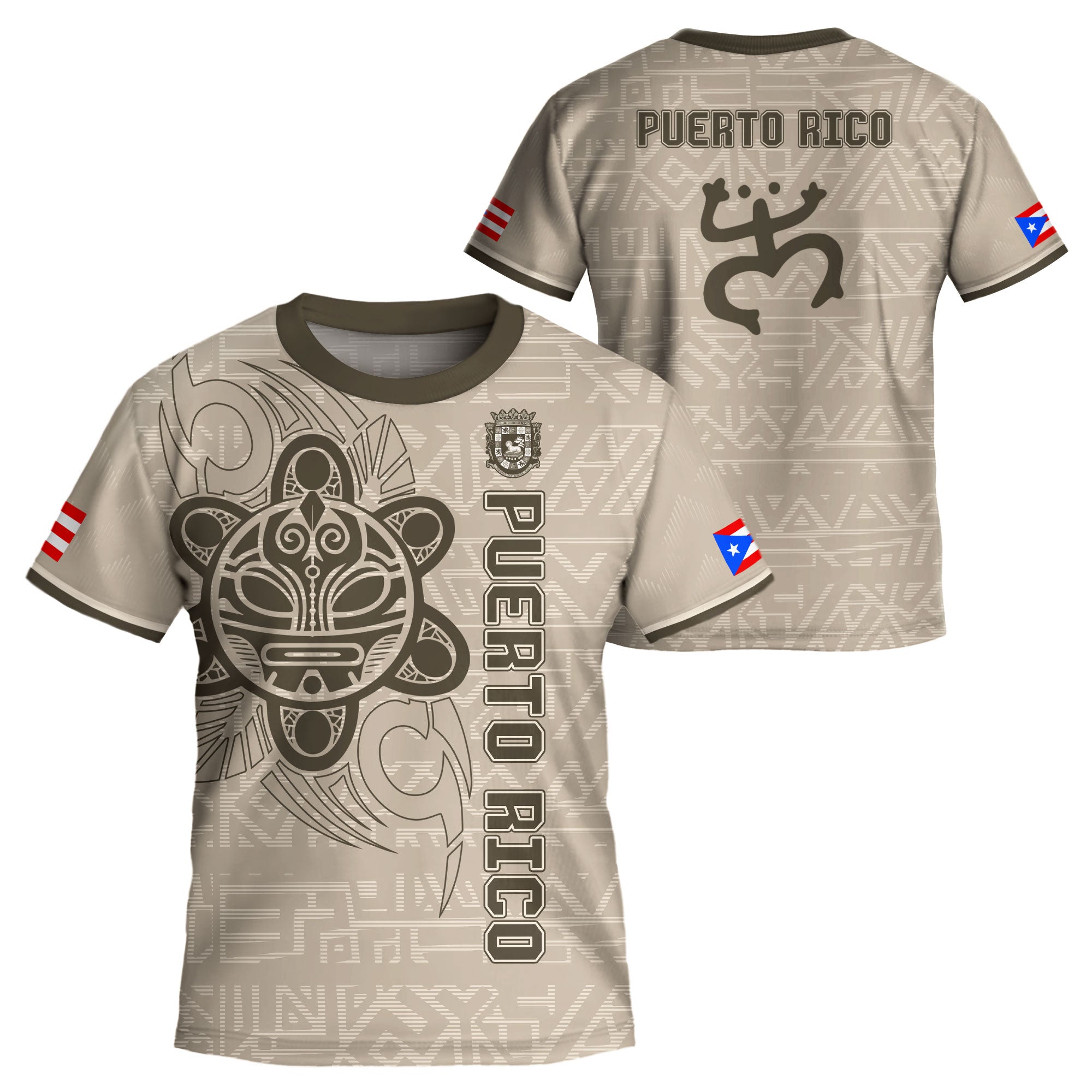 Puerto Rico Kids Youth Beige Gold Taino Sun God Tribal Symbol Boricua Heritage Soccer Jersey