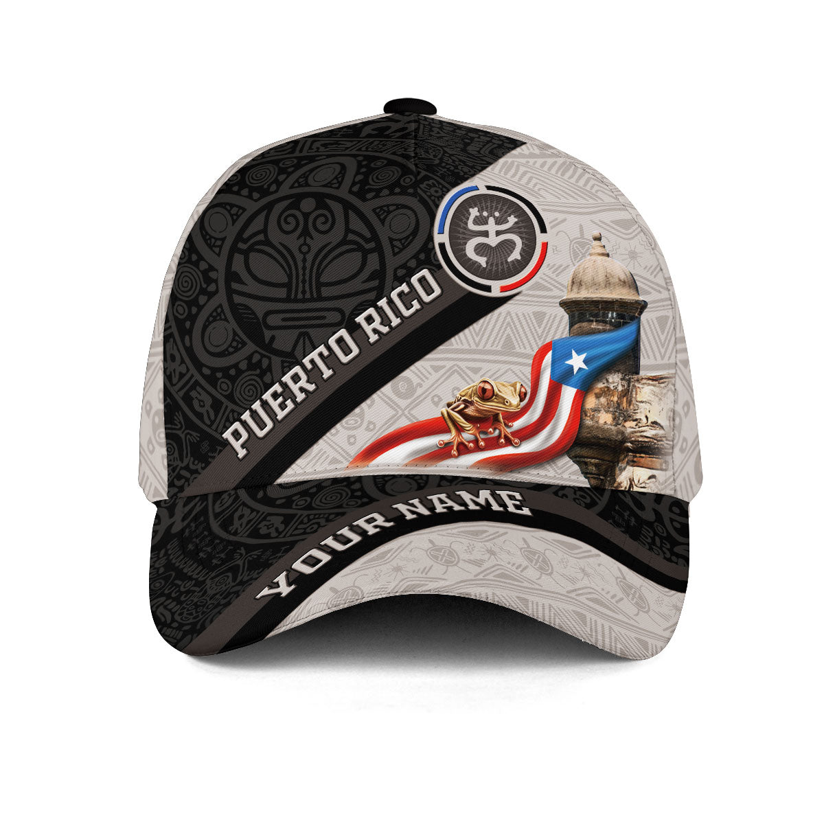 Puerto Rico Baseball Cap El Morro Coqui Frog Taino Custom Name Boricua Pride Hat