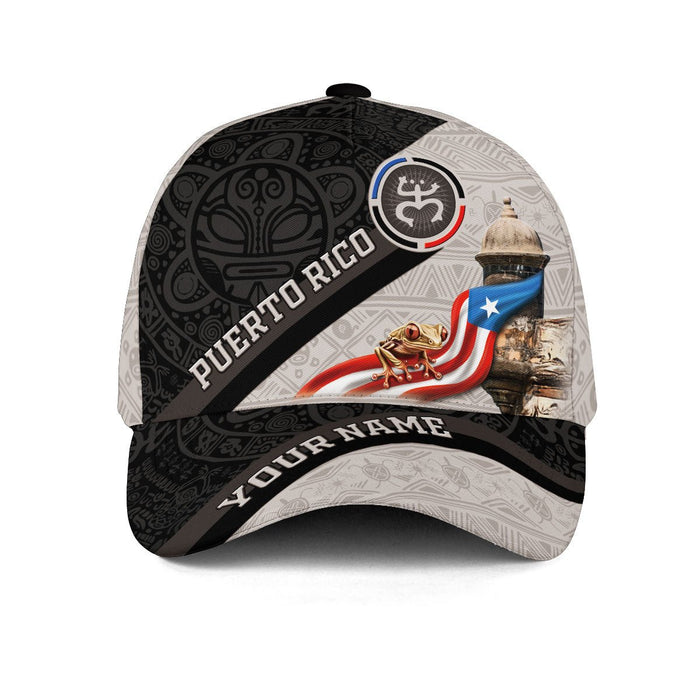 Custom Puerto Rico Baseball Caps with El Morro, Coqui Frog Taino Boricua, Personalized Puerto Rico Caps with 3D Hats Custom Name Style, Northryn Co.