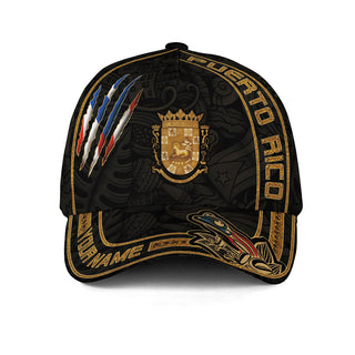 Custom Puerto Rico Baseball Caps with Boricua Coat of Arms, Coqui Frog, Personalized Puerto Rico Caps with 3D Hats Custom Name Character, Northryn Co.