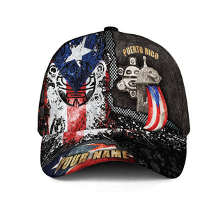 Taino Sun Custom Puerto Rico Baseball Caps, El Morro Flag Boricua Heritage, Personalized Puerto Rico Caps with 3D Hats Custom Name Style, Northryn Co.