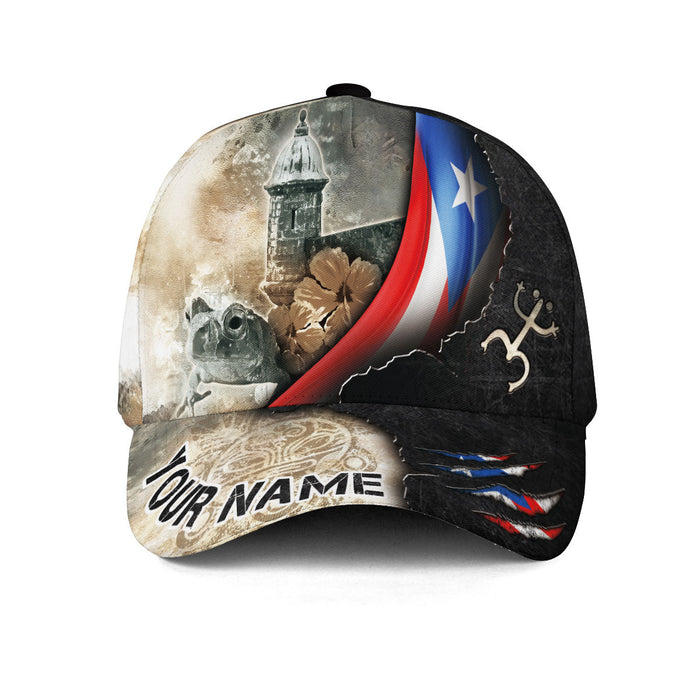 El Morro Custom Puerto Rico Baseball Caps, Taino Coqui Boricua Heritage, 3D Hats Custom Name with Personalized Puerto Rico Caps Style, Northryn Co.