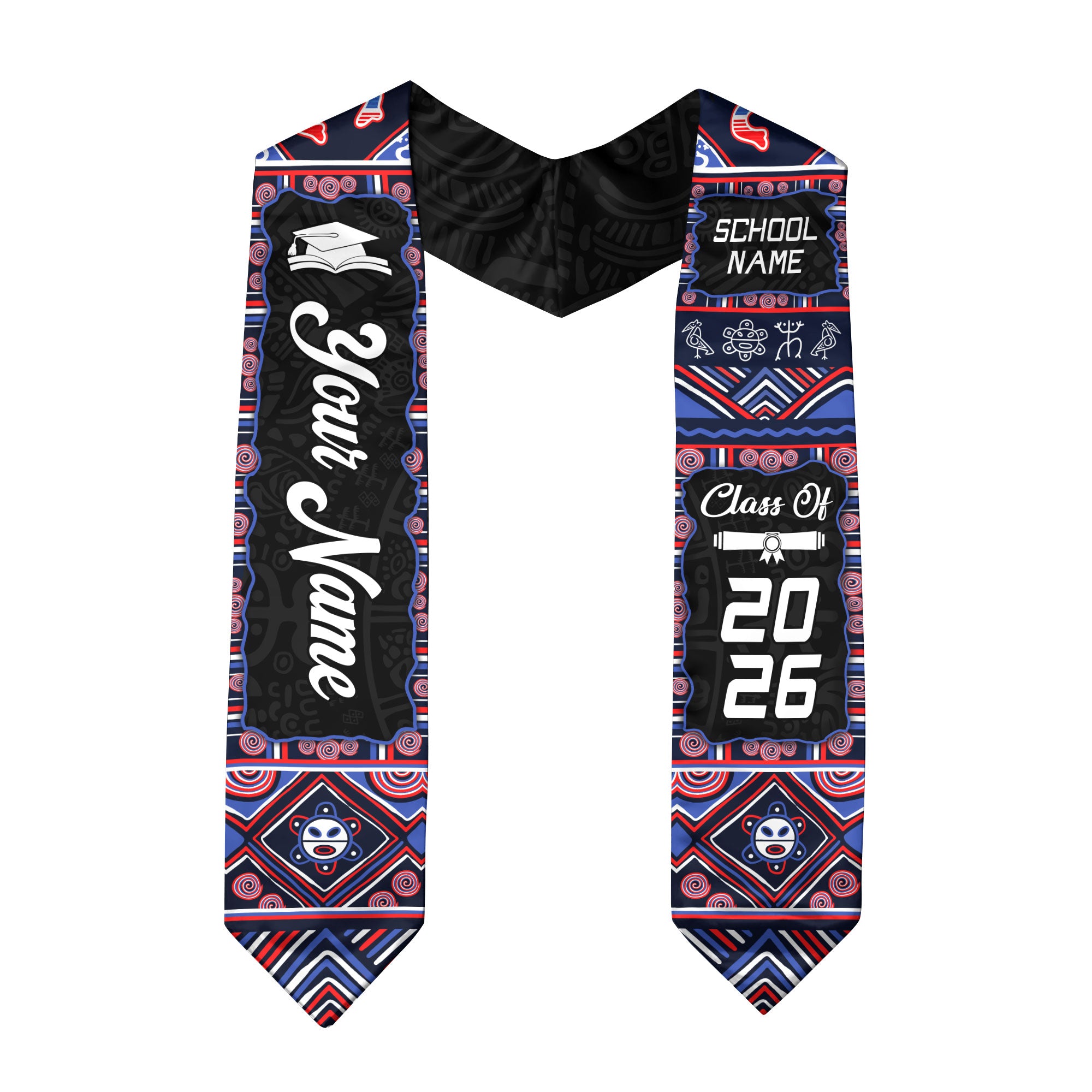 Personalized Puerto Rico Graduation Stole 2026 Taino Heritage Symbols Graduation Sash