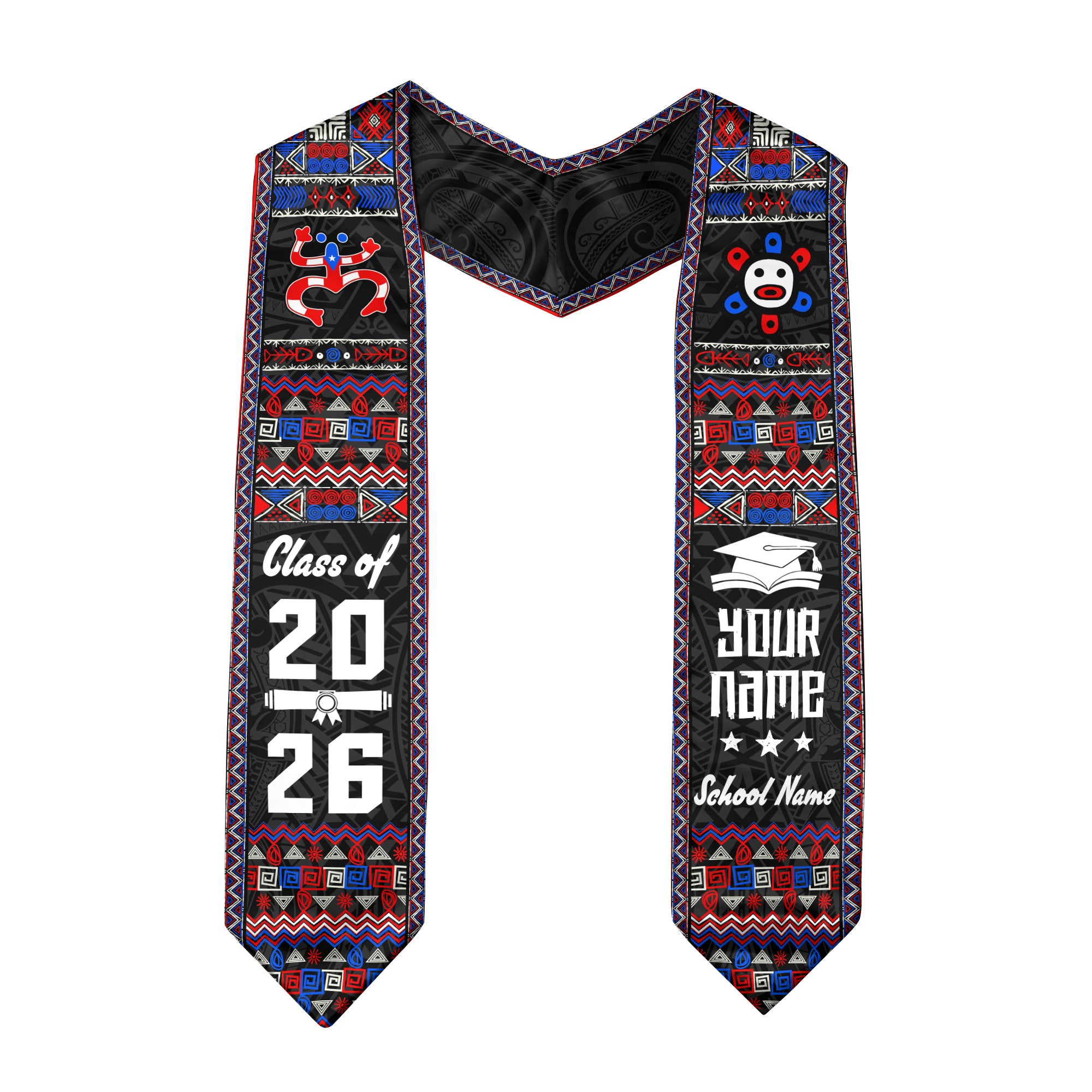 Custom Puerto Rico Graduation Stole 2026 Taino Heritage Coqui Frog Graduation Sash