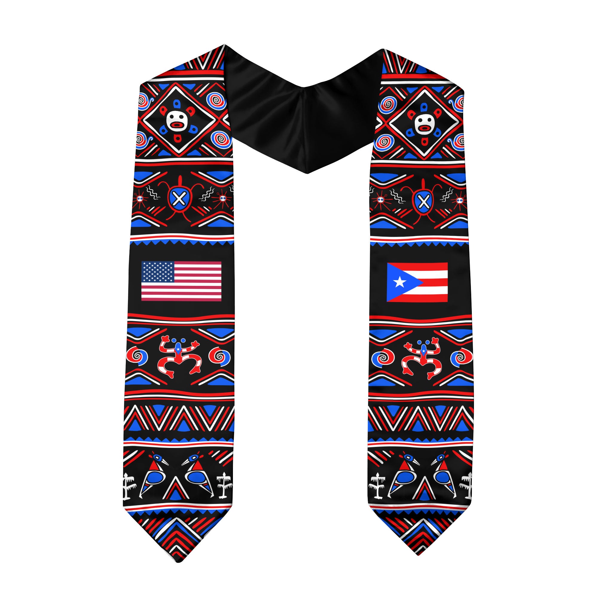 Puerto Rico USA Flag Taino Symbol Ethnic Pattern Heritage Graduation Sash Graduation Stole