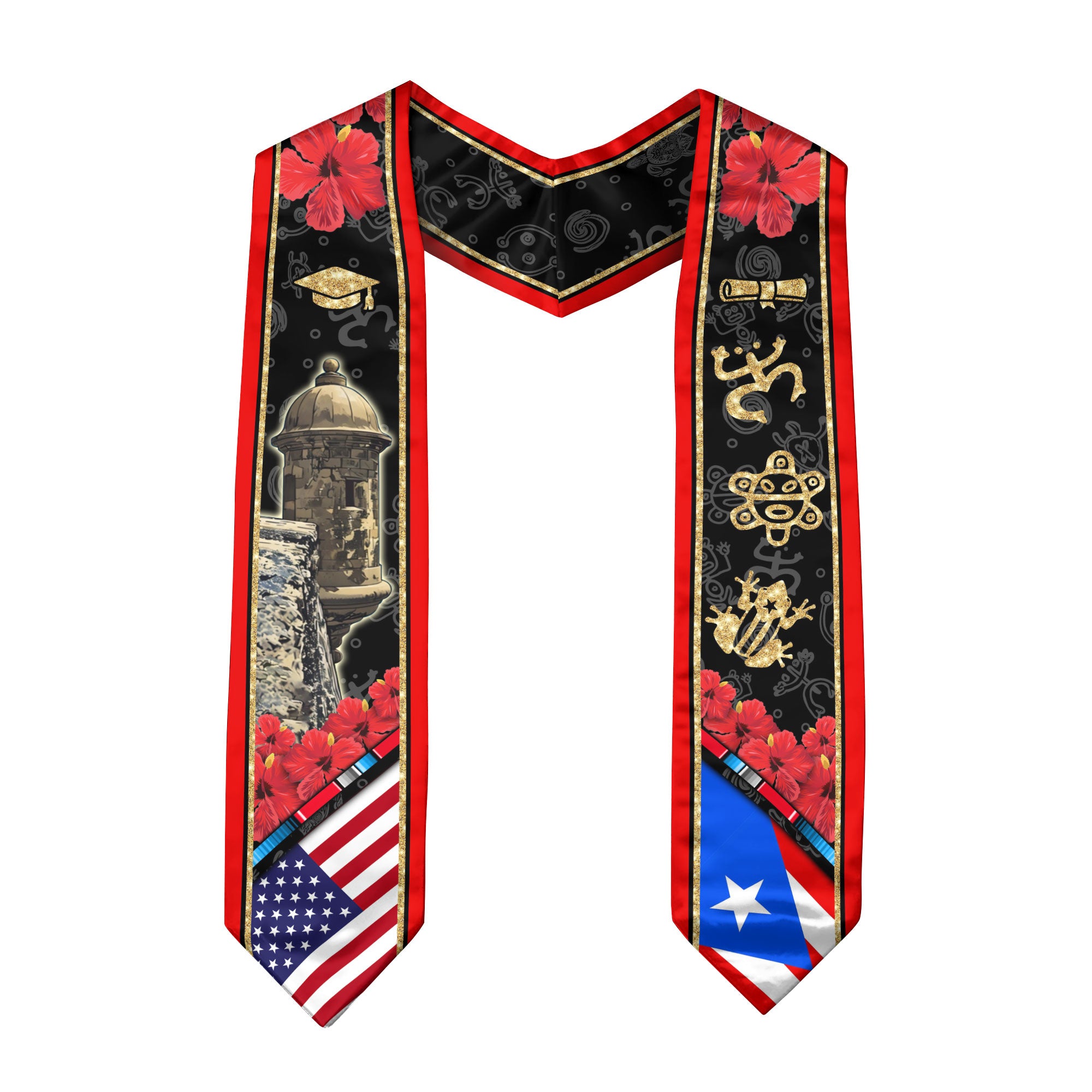Puerto Rico El Morro Castle Gold Taino Heritage Class of 2026 Graduation Sash Graduation Stole