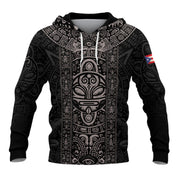 Puerto Rico Hoodies with Taino Tribal Mask, Sun Heritage National Pride Black Boricua, 3D Hoodies with All Over Print Hoodies Design, Northryn Co.