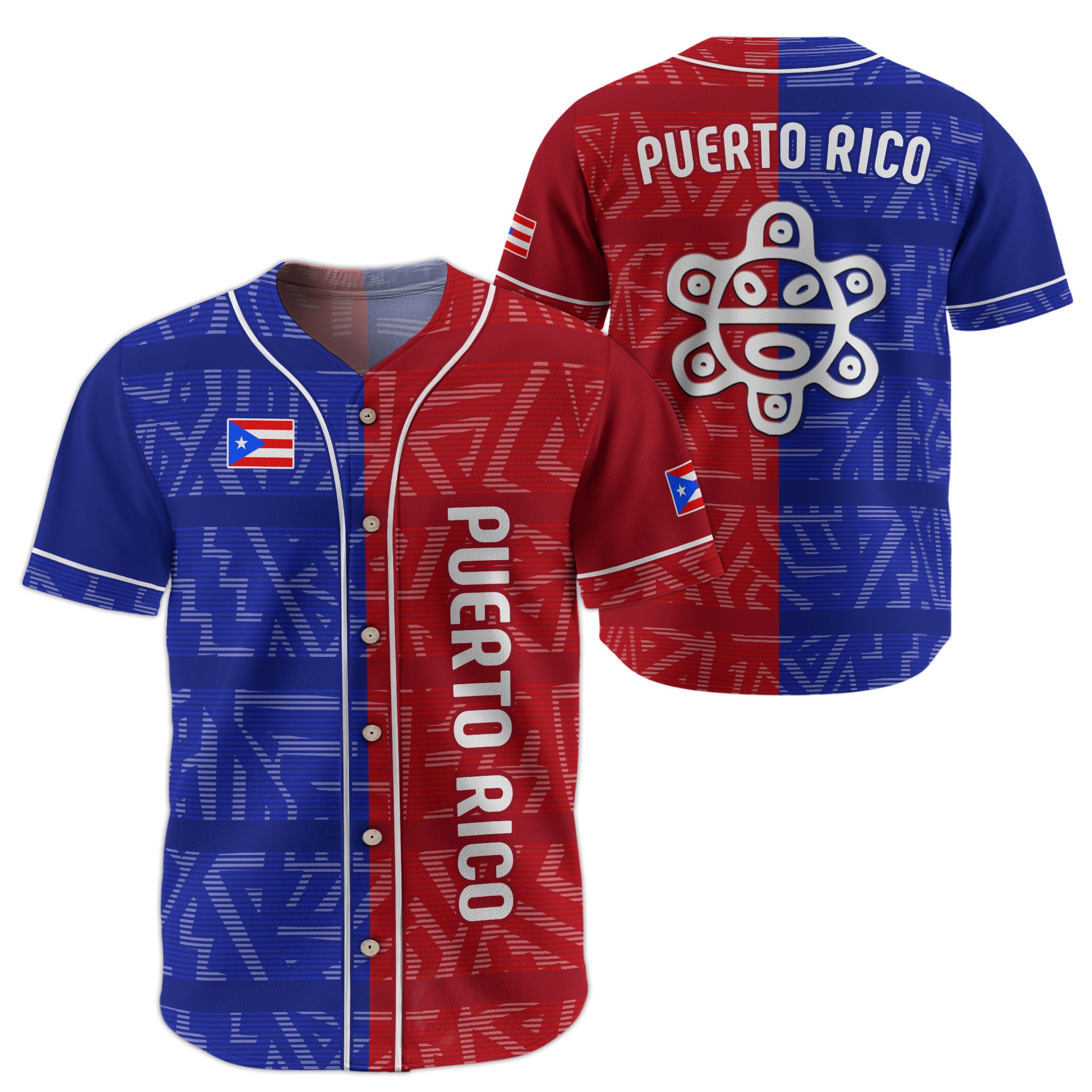 Camiseta de béisbol con estampado floral de hibisco y rana coquí de la fortaleza boricua de Puerto Rico