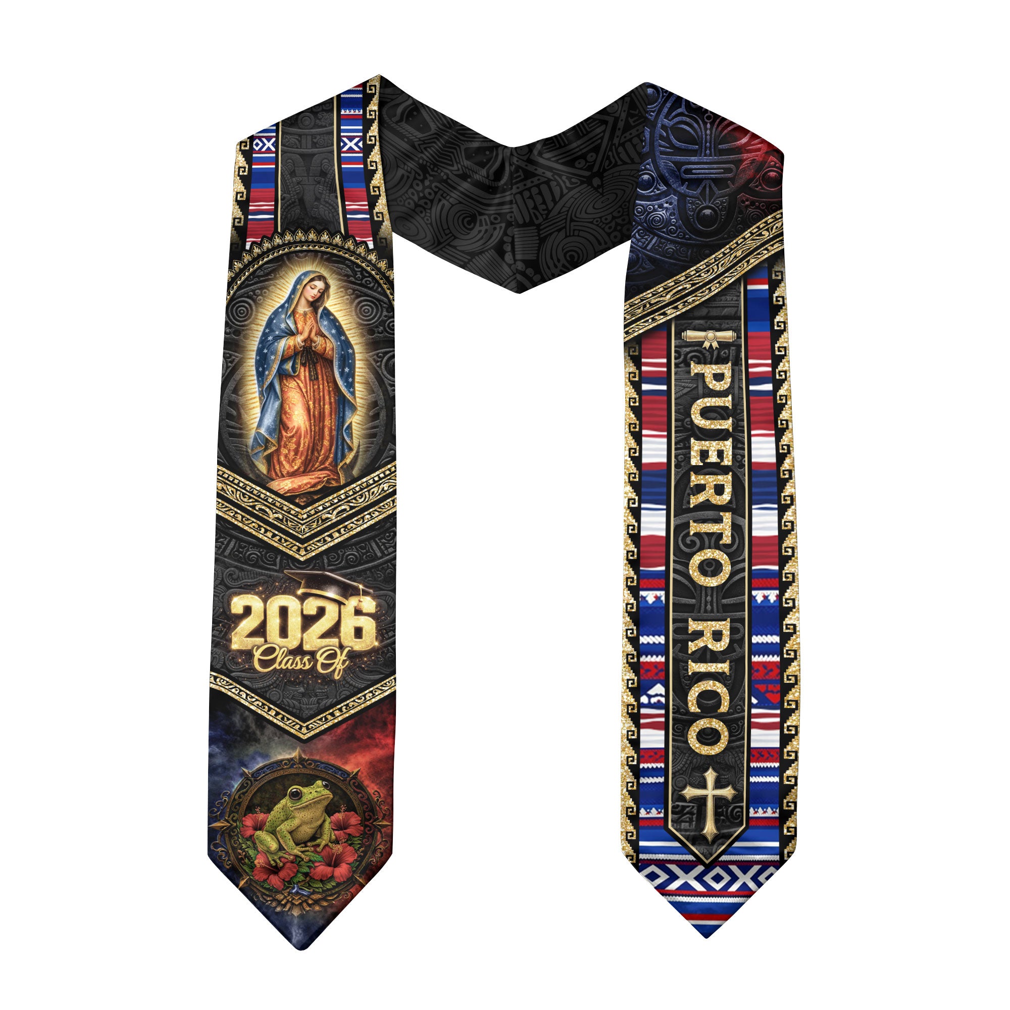 Puerto Rican Graduation Stole Class of 2026 Puerto Rico Graduation Sash Faith Flag Design